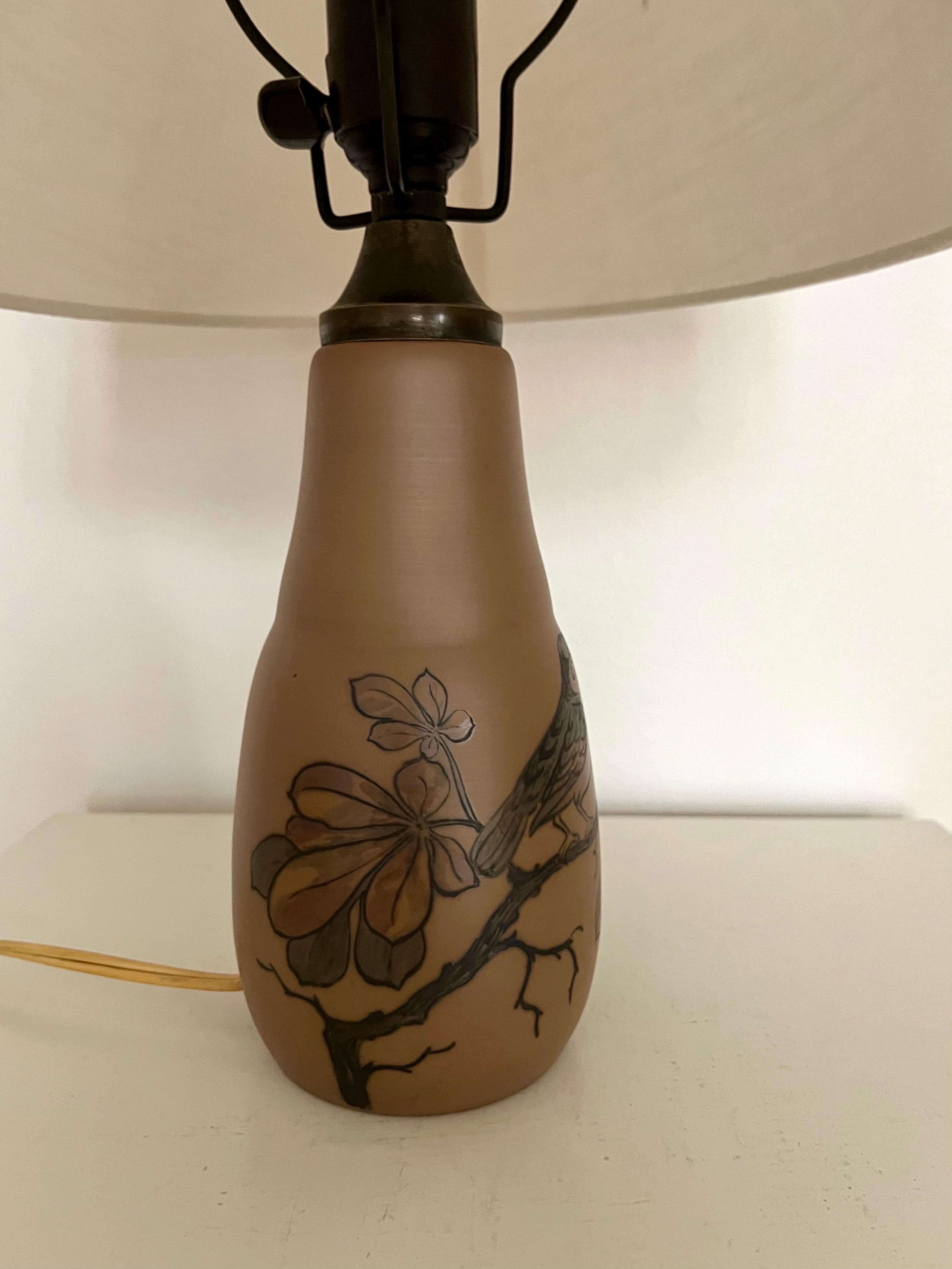 Lampe de table danoise Art nouveau des années 1930, décorée à la main par L. Hjorth Bon état - En vente à Frederiksberg C, DK