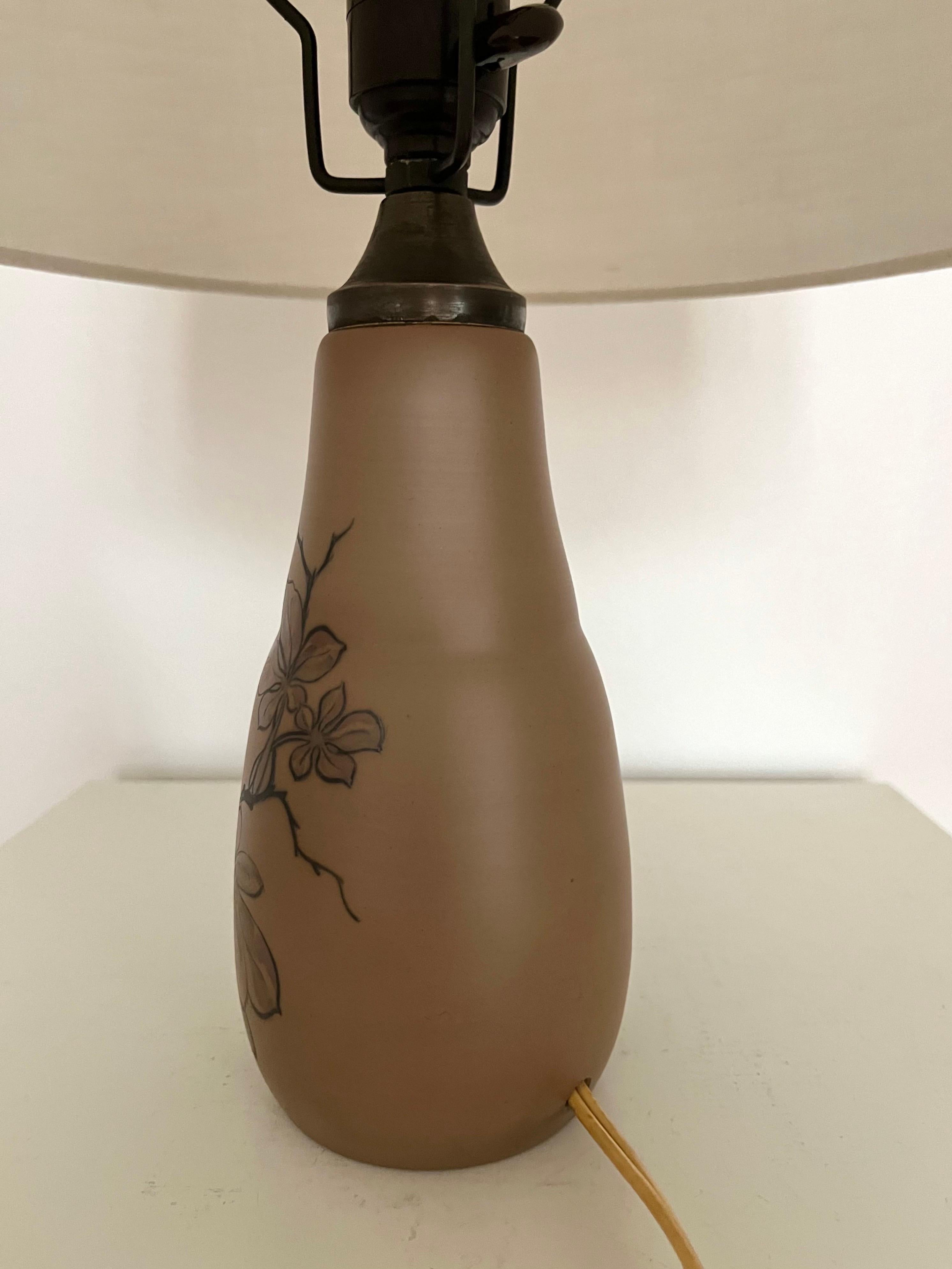 20ième siècle Lampe de table danoise Art nouveau des années 1930, décorée à la main par L. Hjorth en vente