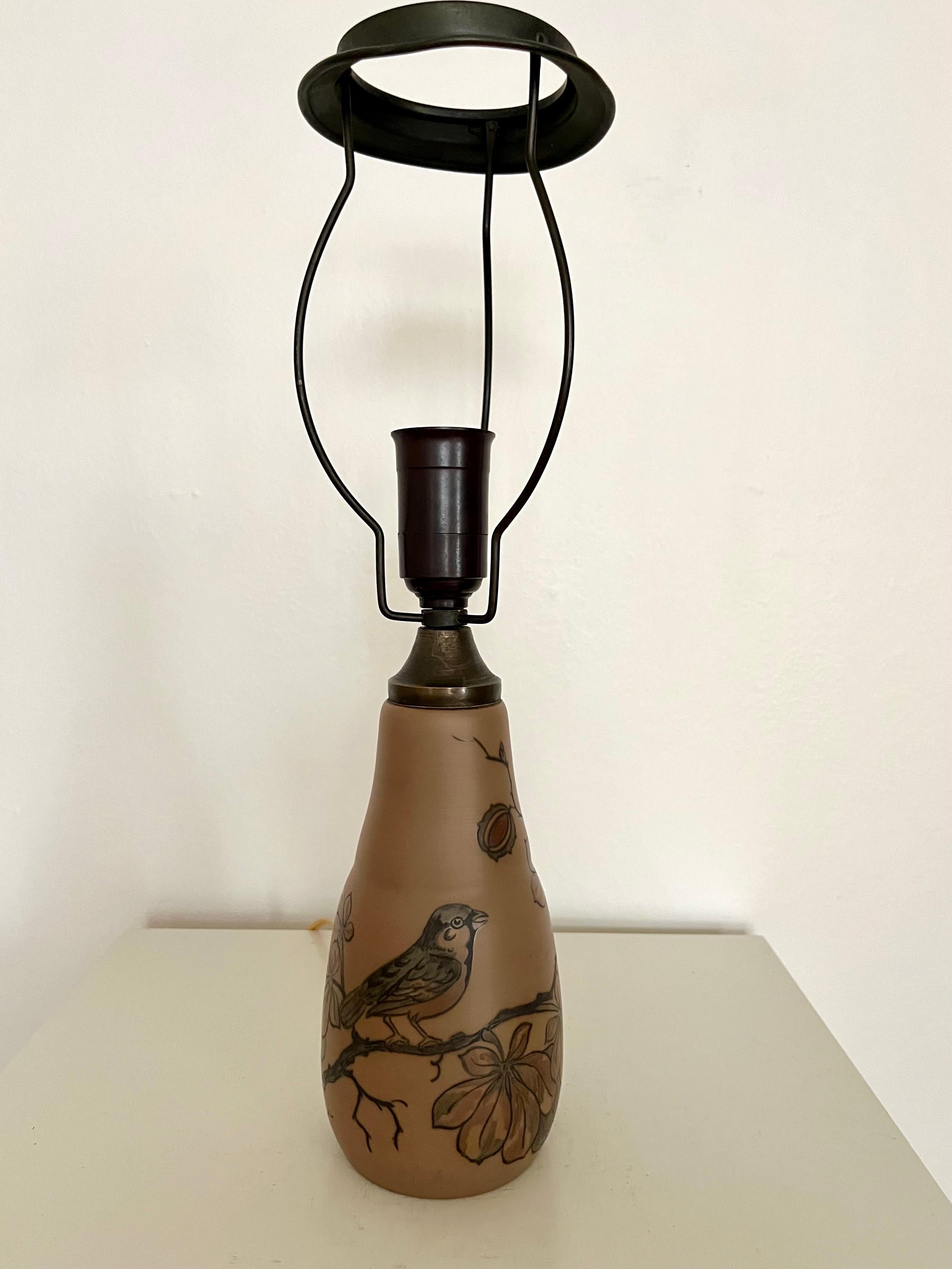 Lampe de table danoise Art nouveau des années 1930, décorée à la main par L. Hjorth en vente 4