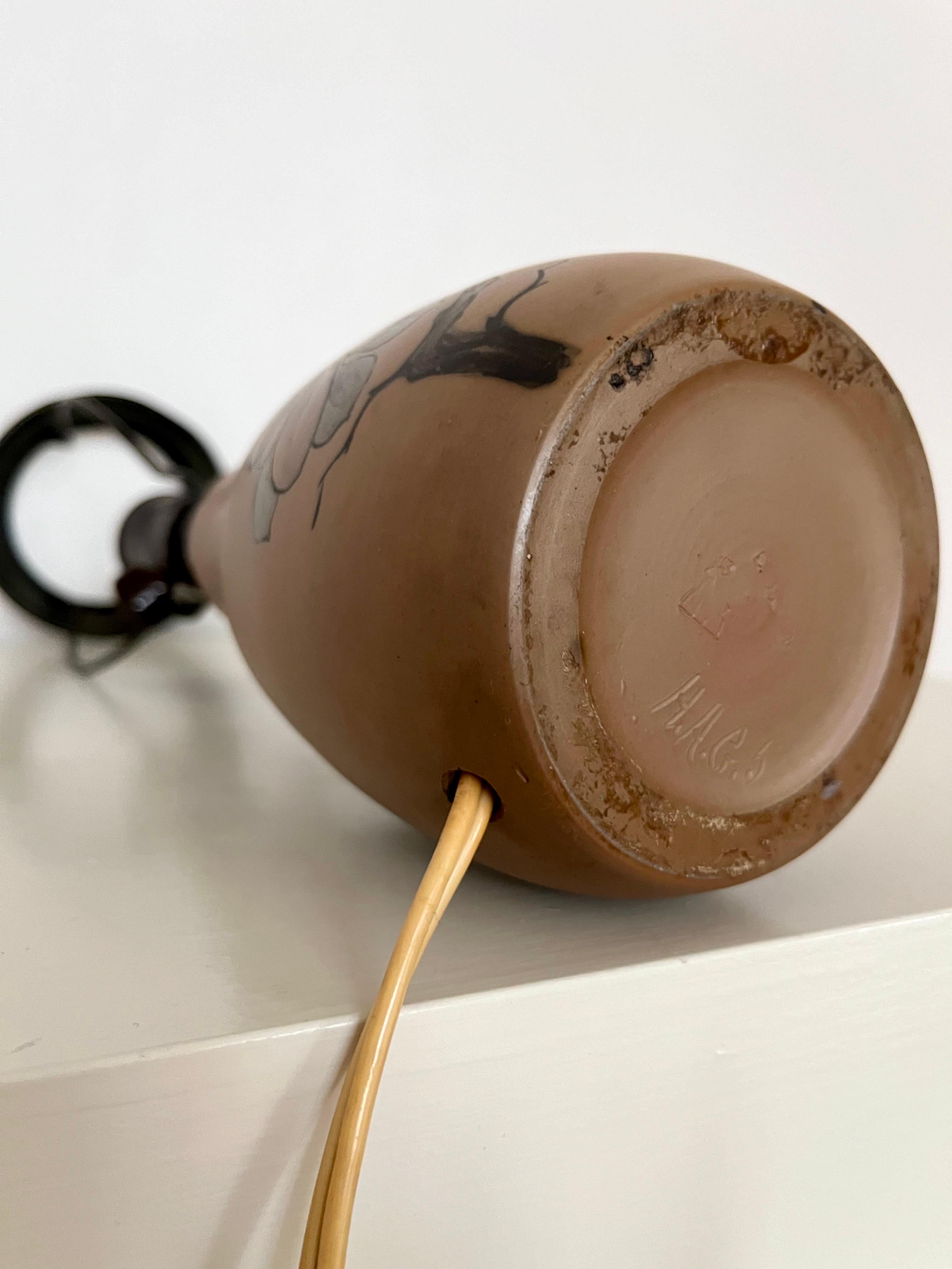 Lampe de table danoise Art nouveau des années 1930, décorée à la main par L. Hjorth en vente 9