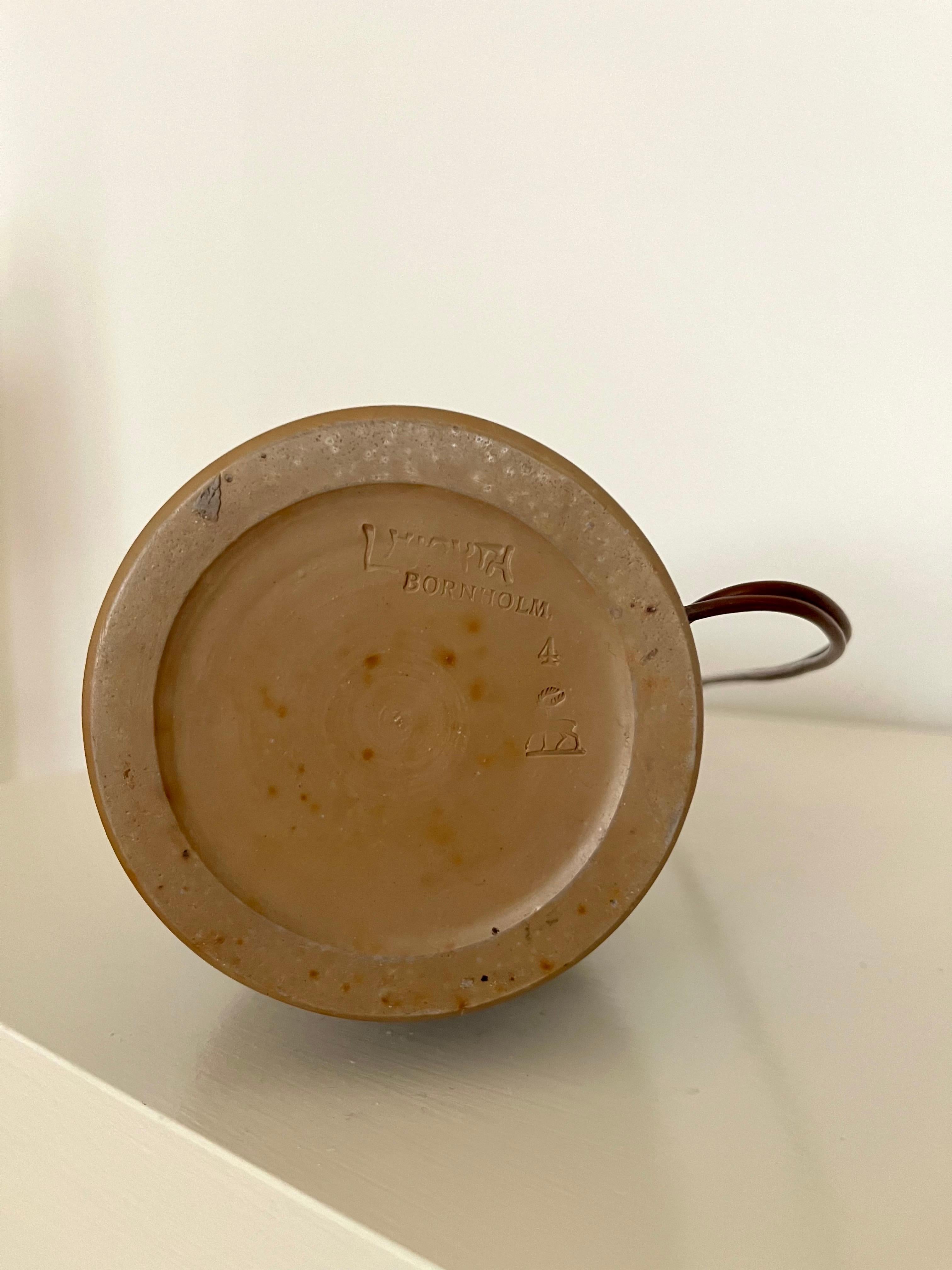 Lampe de table danoise Art Nouveau décorée à la main par L. Hjorth, années 1930 en vente 8