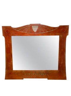 Swedish Art Nouveau Mahogany Wall Mirror, Handcrafted, 1900s-1910s