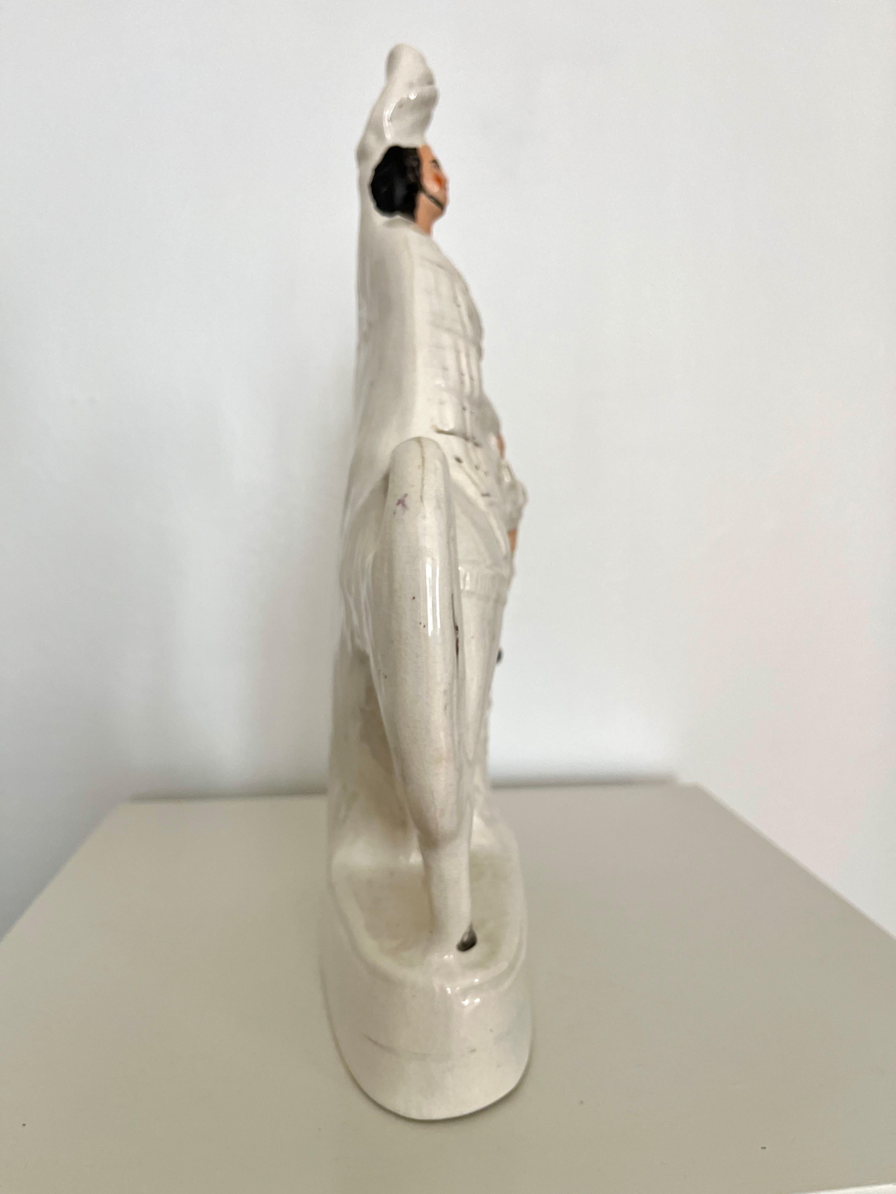 Figura di cavallo e cavaliere dello Staffordshire, Inghilterra, 1850 ca. In condizioni buone in vendita a Frederiksberg C, DK