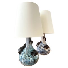 Pair of Rare 1900s Danish Ceramic Table Lamps by Hans Ancher Wolffsen / Søholm