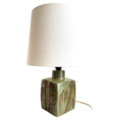 Dänische Keramik-Tischlampe aus der Mitte des Jahrhunderts mit Palmendekorationen, 1960er Jahre