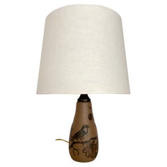 Lampada da tavolo danese art nouveau degli anni '30 in ceramica decorata a mano di L. Hjorth