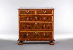 Visually Striking Charles II Oyster Veneer and Line Inlay Chest of Drawers