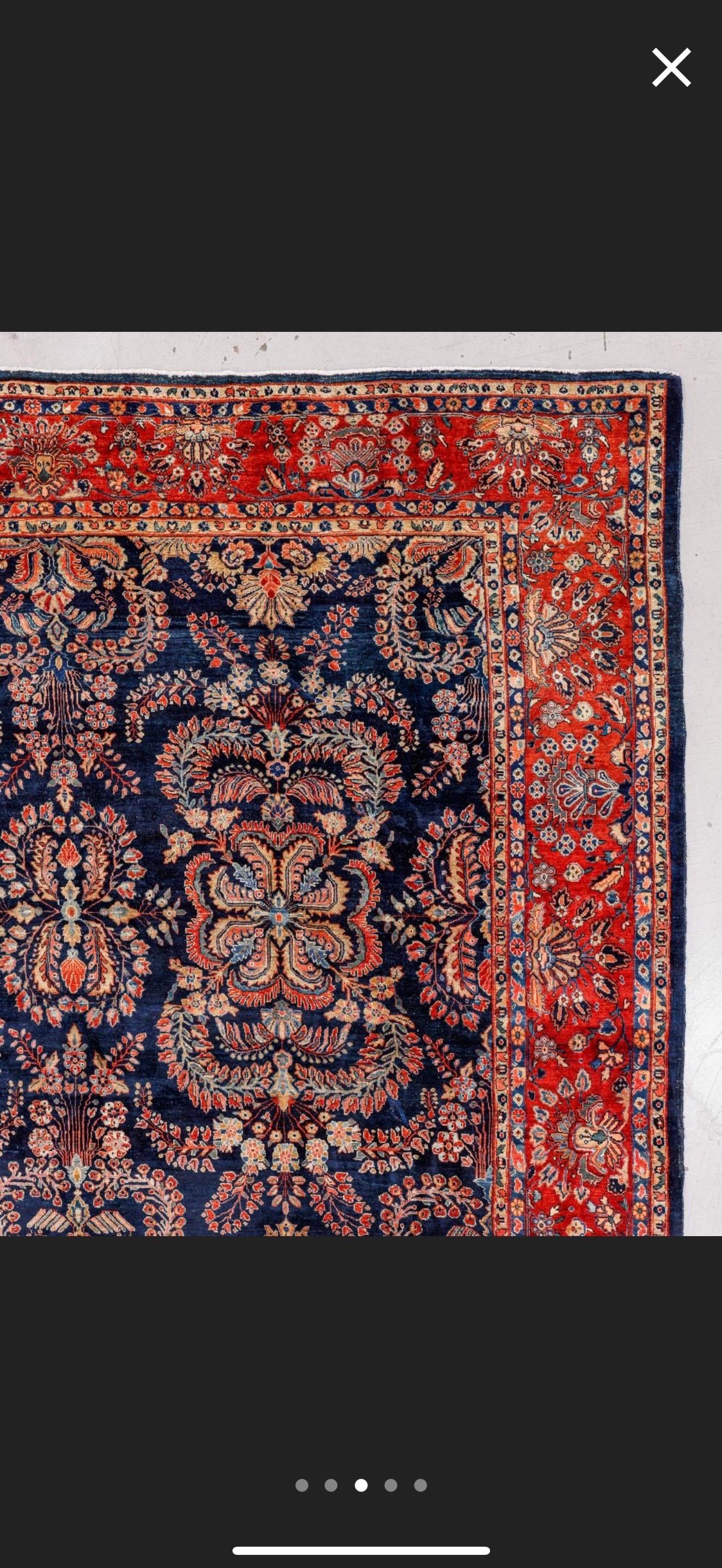 1930s Rare Blue Sarouk Mahajaran Persian rug excellent  condition 10x16.9 For Sale 2