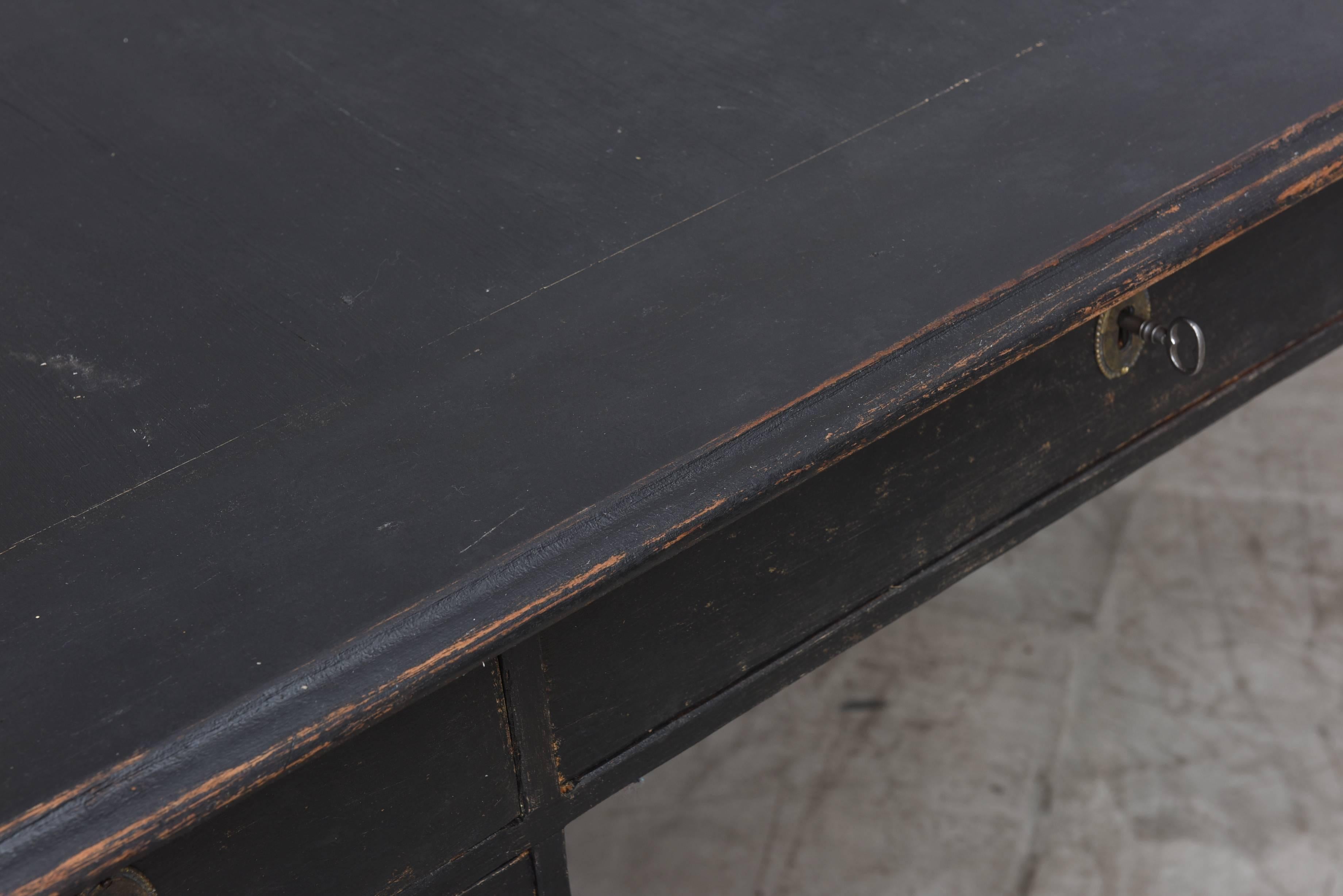Painted Large Antique Swedish Writing Desk, Early 19th Century
