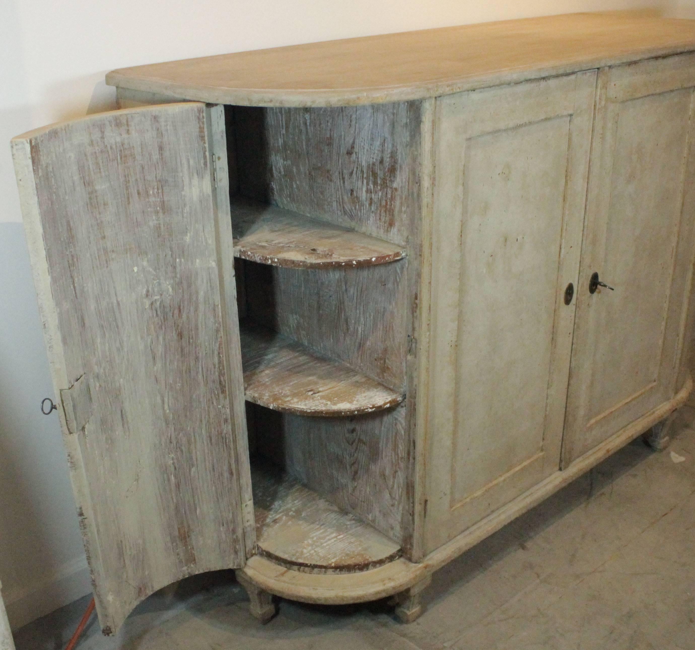 Wood Antique Swedish Sideboard with Curved Sides, Early 19th Century