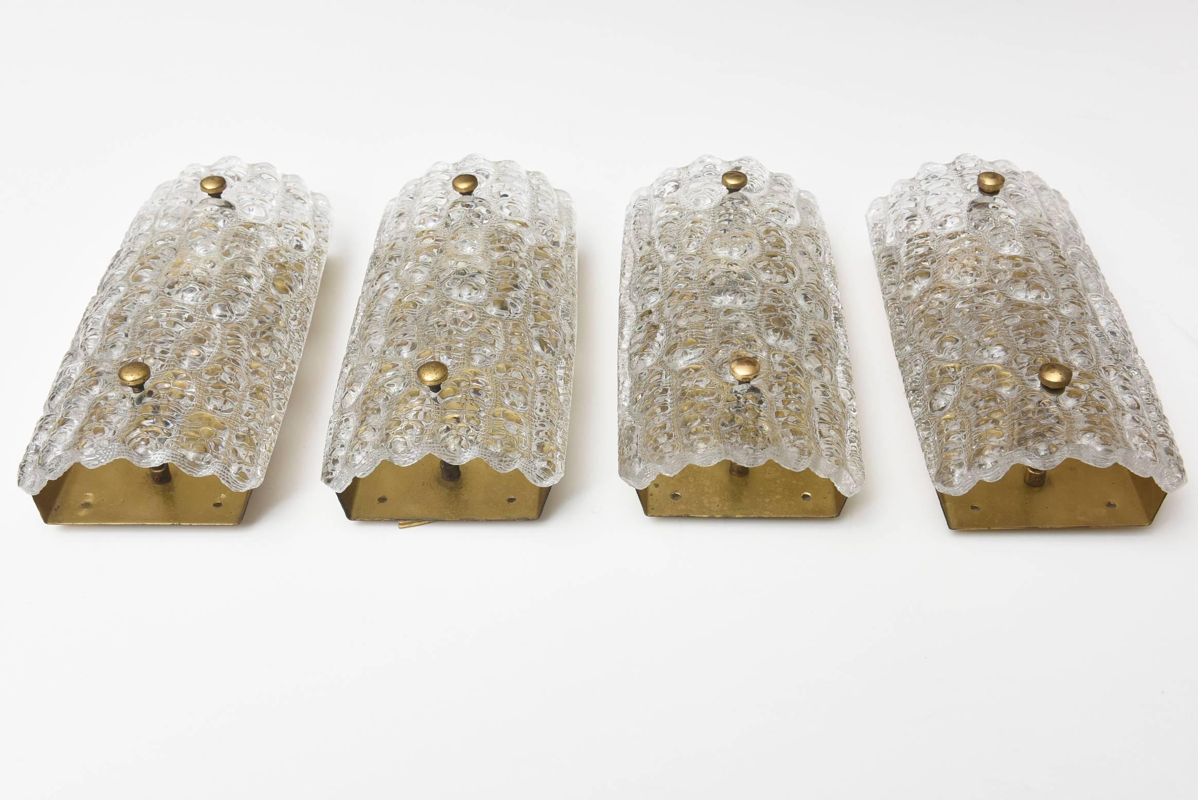 Set of Four Vintage 1960s Orrefors Crystal Wall Sconces by Carl Fagerlund For Sale 1