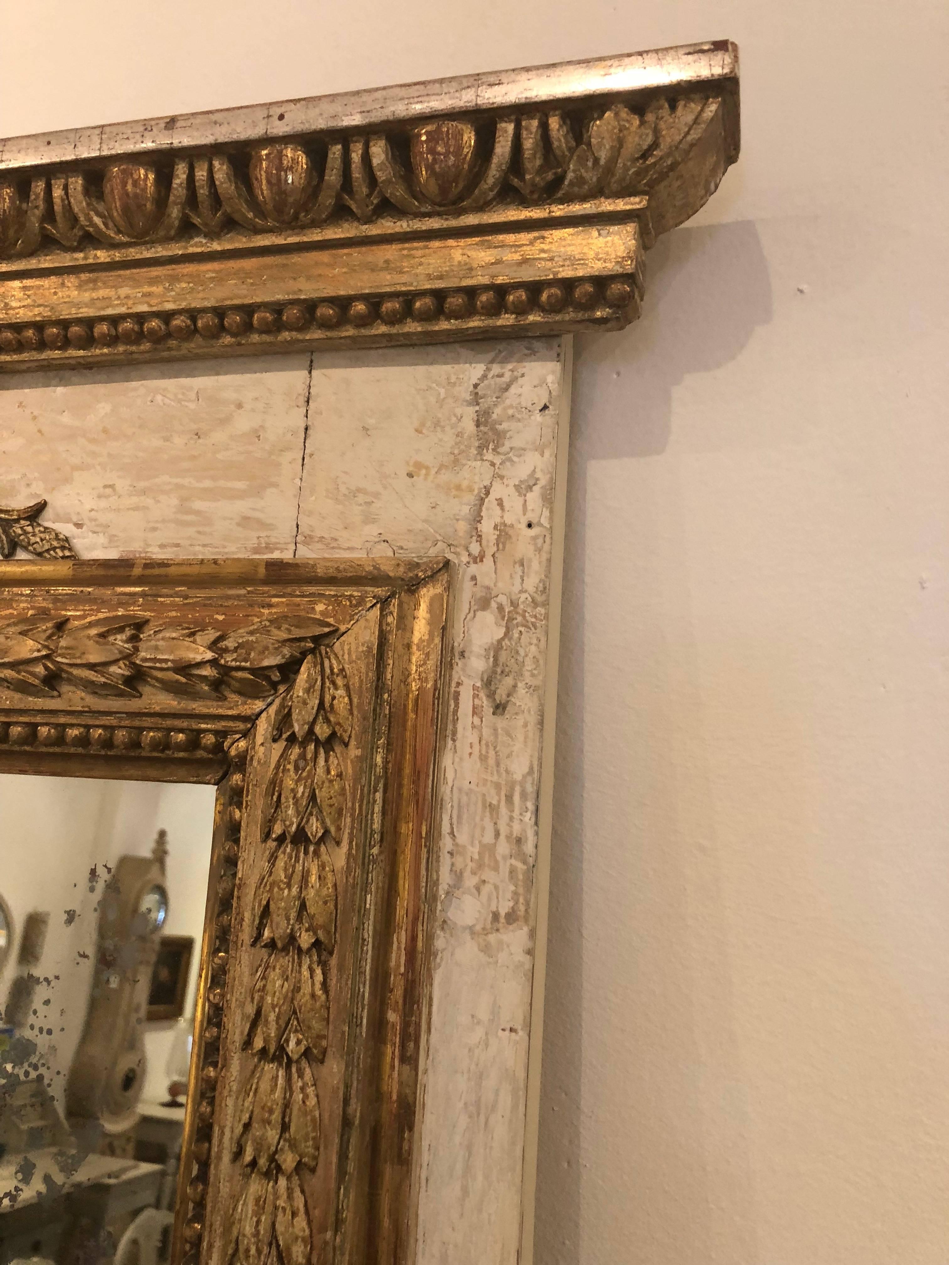 Giltwood Antique Swedish Gustavian Trumeau Mirror Early 19th Century