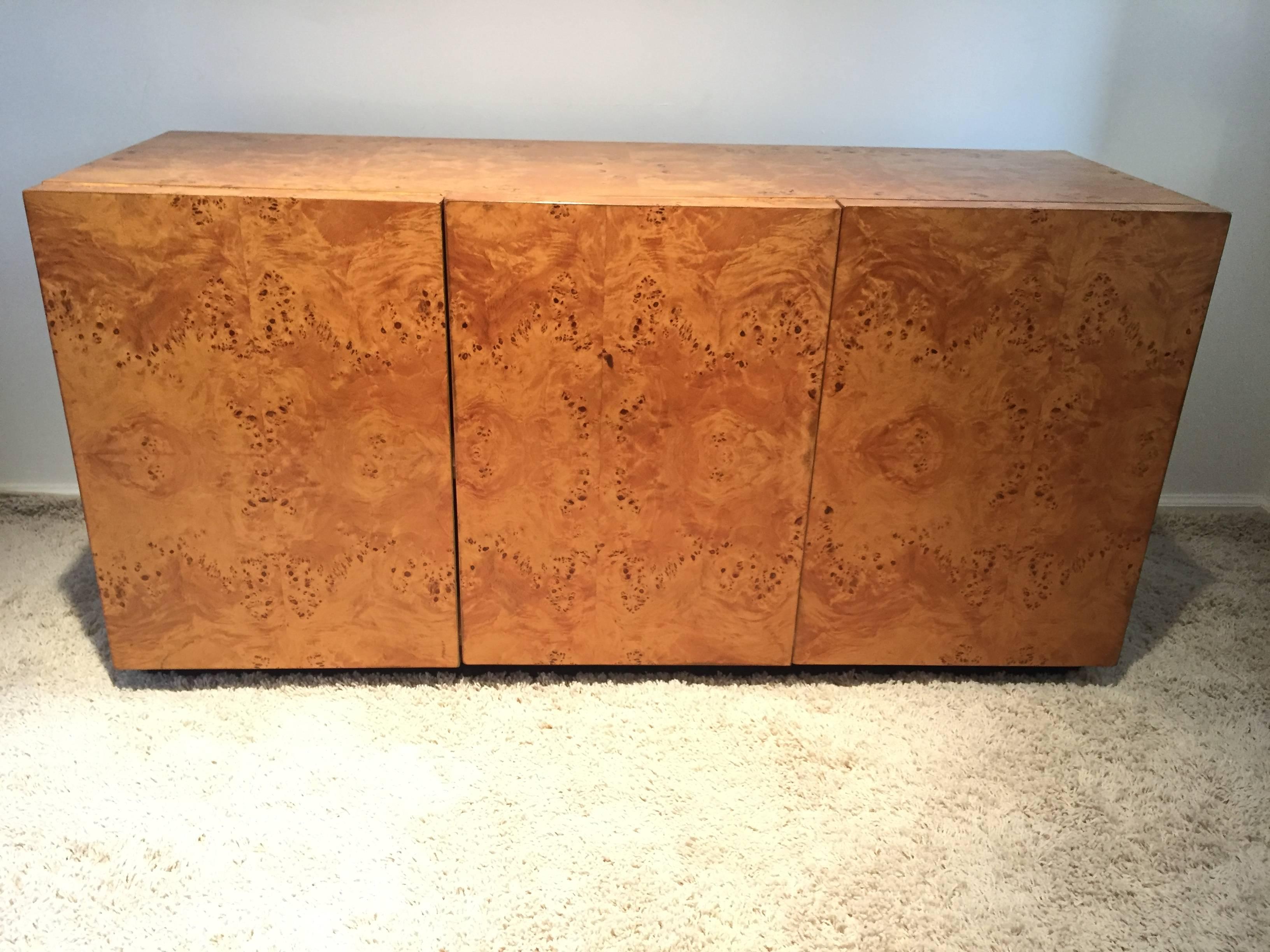 Milo Baughman Attributed Burl Olive Wood Cabinet/Sideboard 3
