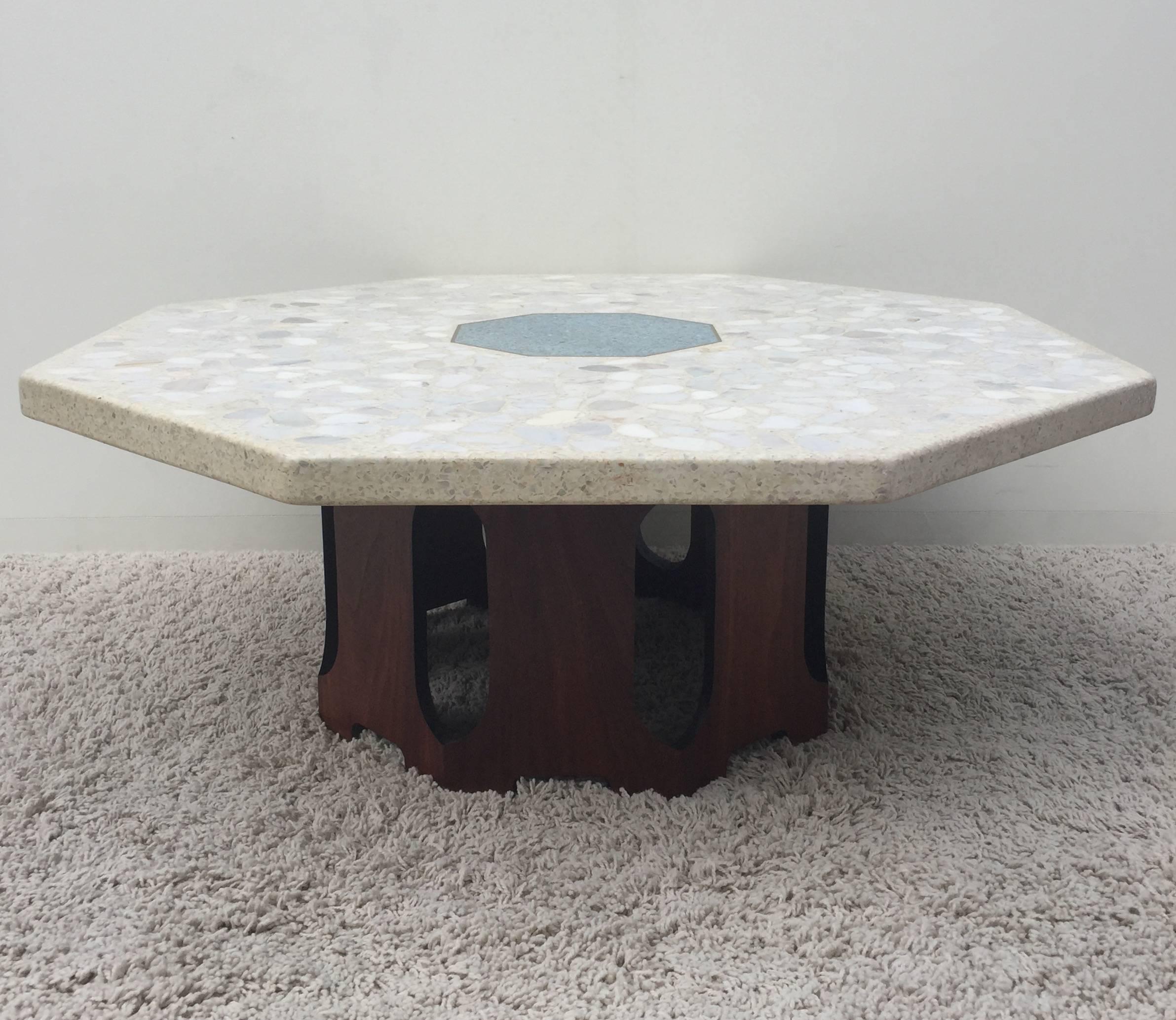 Inlay Harvey Probber Terrazzo Inlaid Turquoise Centre Coffee Table or Cocktail Table