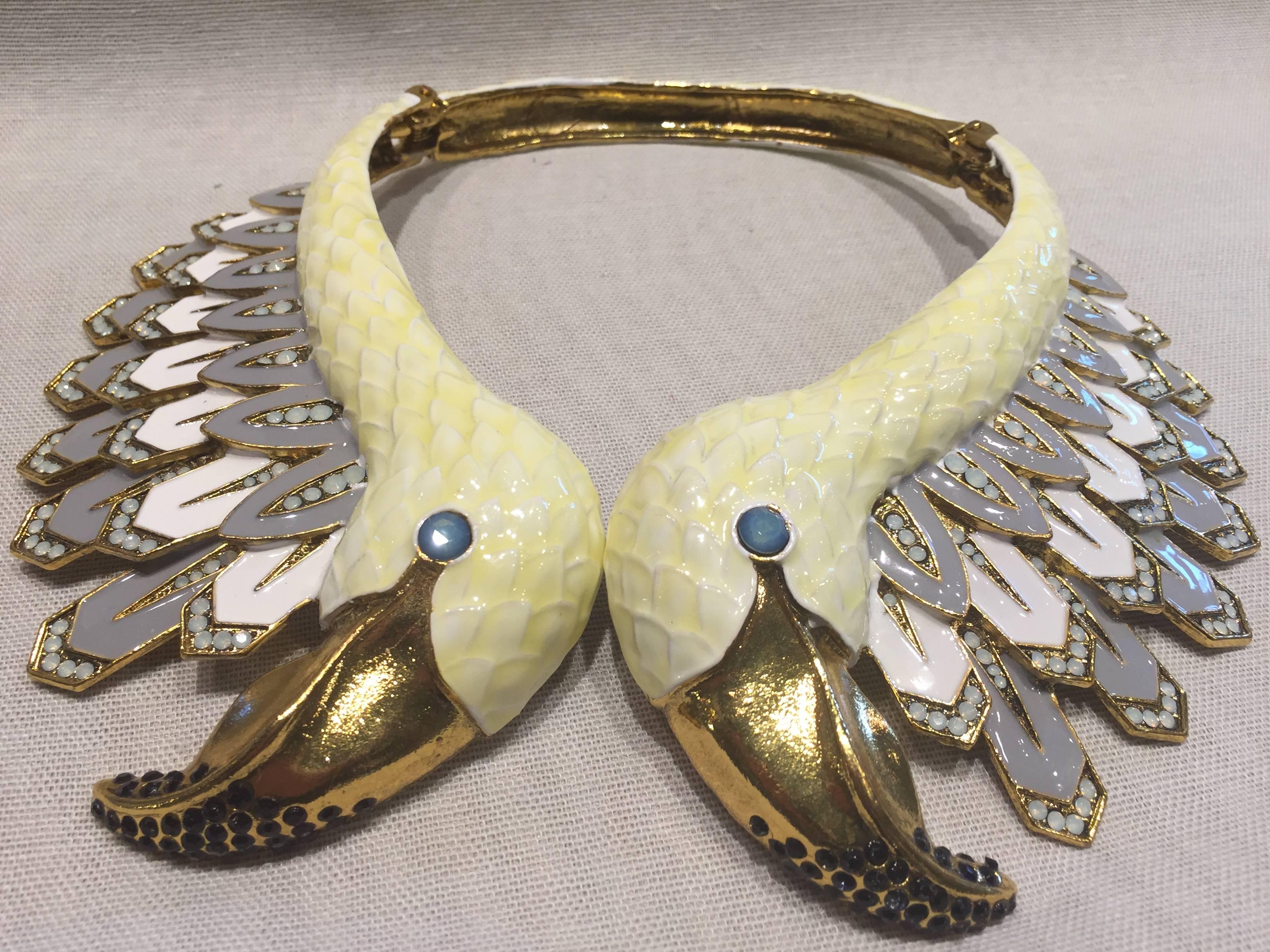 Enameled Christian Lacroix Swan Runway Necklace