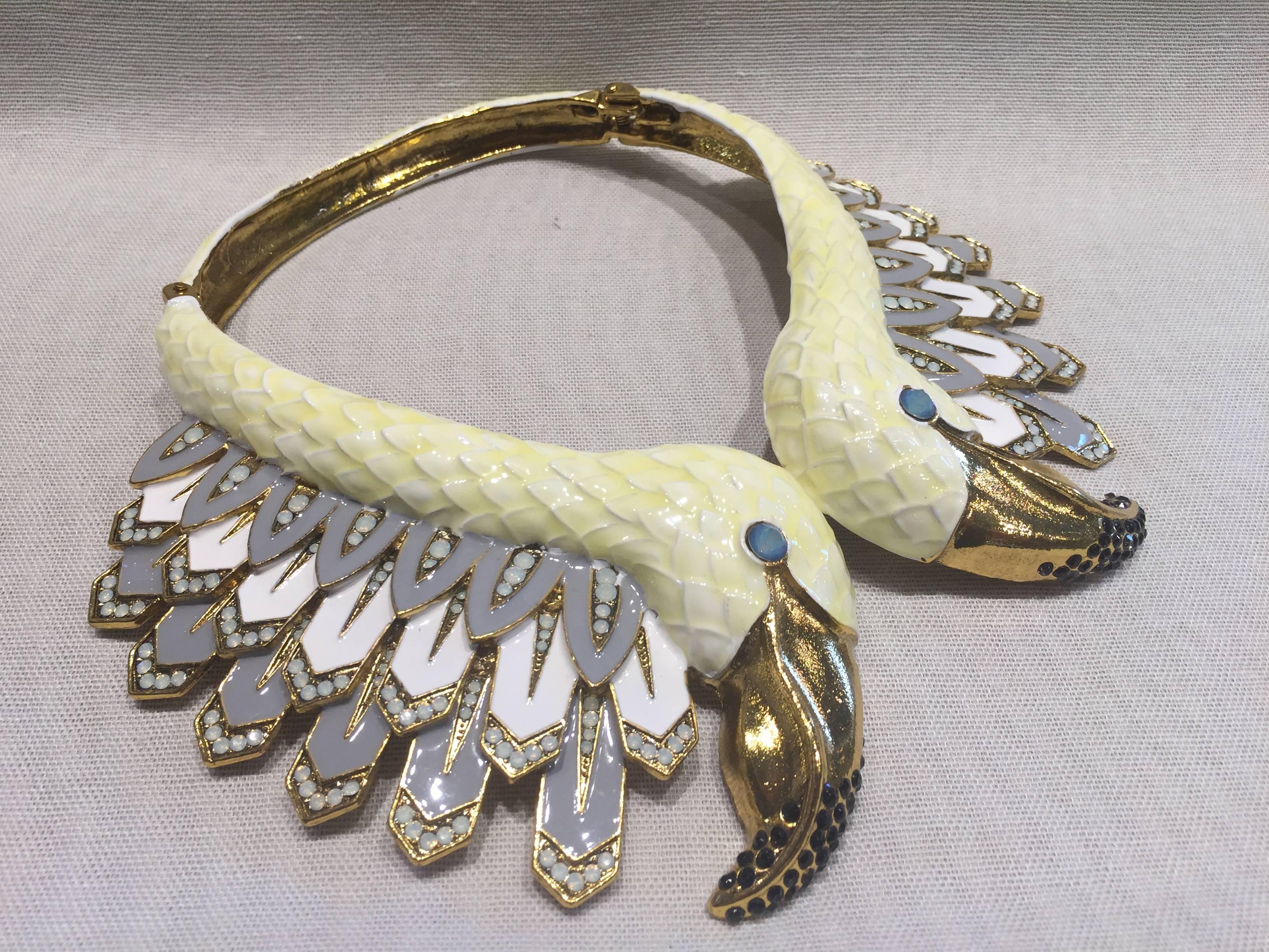 Art Nouveau Christian Lacroix Swan Runway Necklace