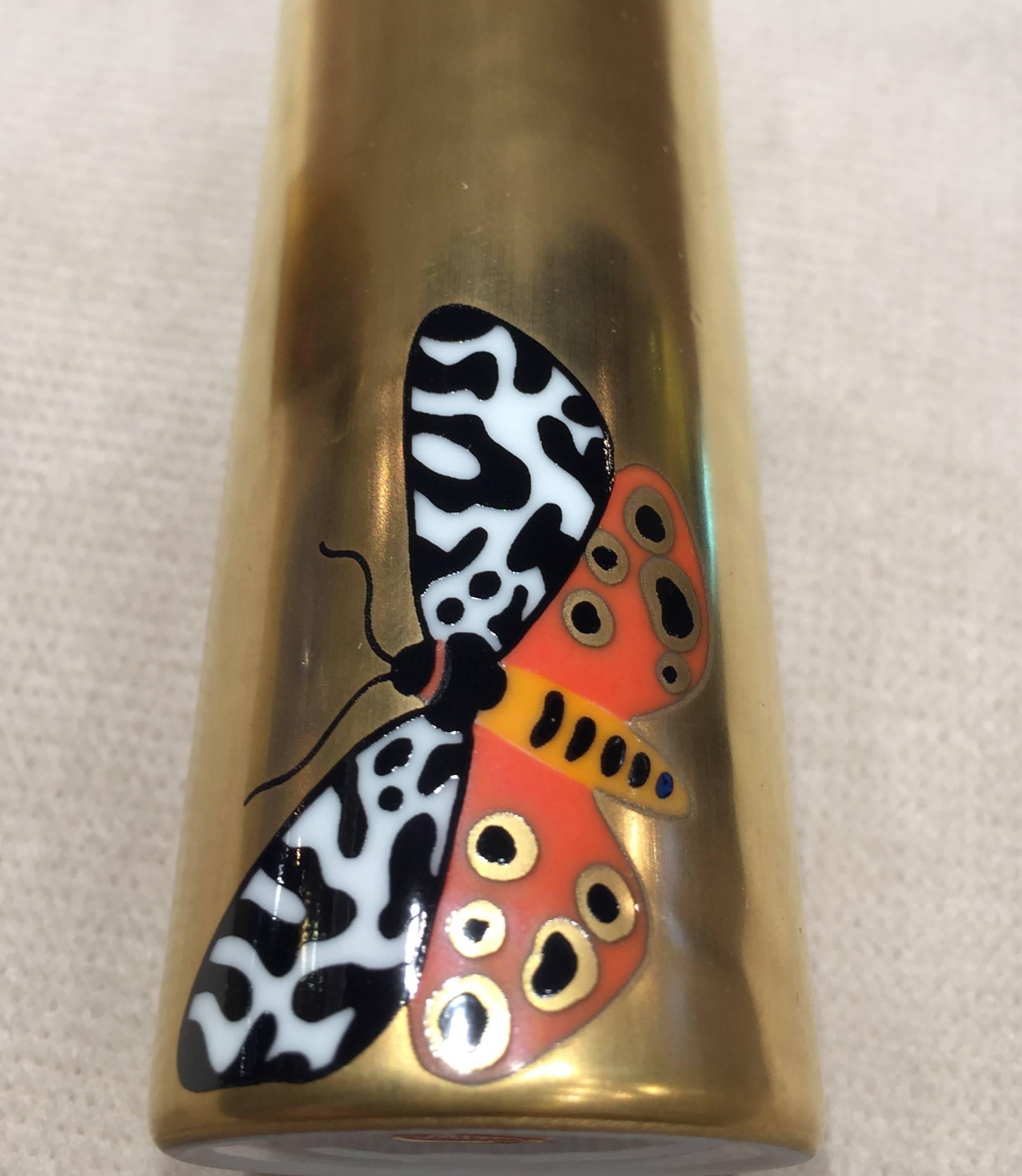 Angela Cummings Set Three Miniature Gold Leaf Hand-Painted Insect Vases In Excellent Condition In Westport, CT