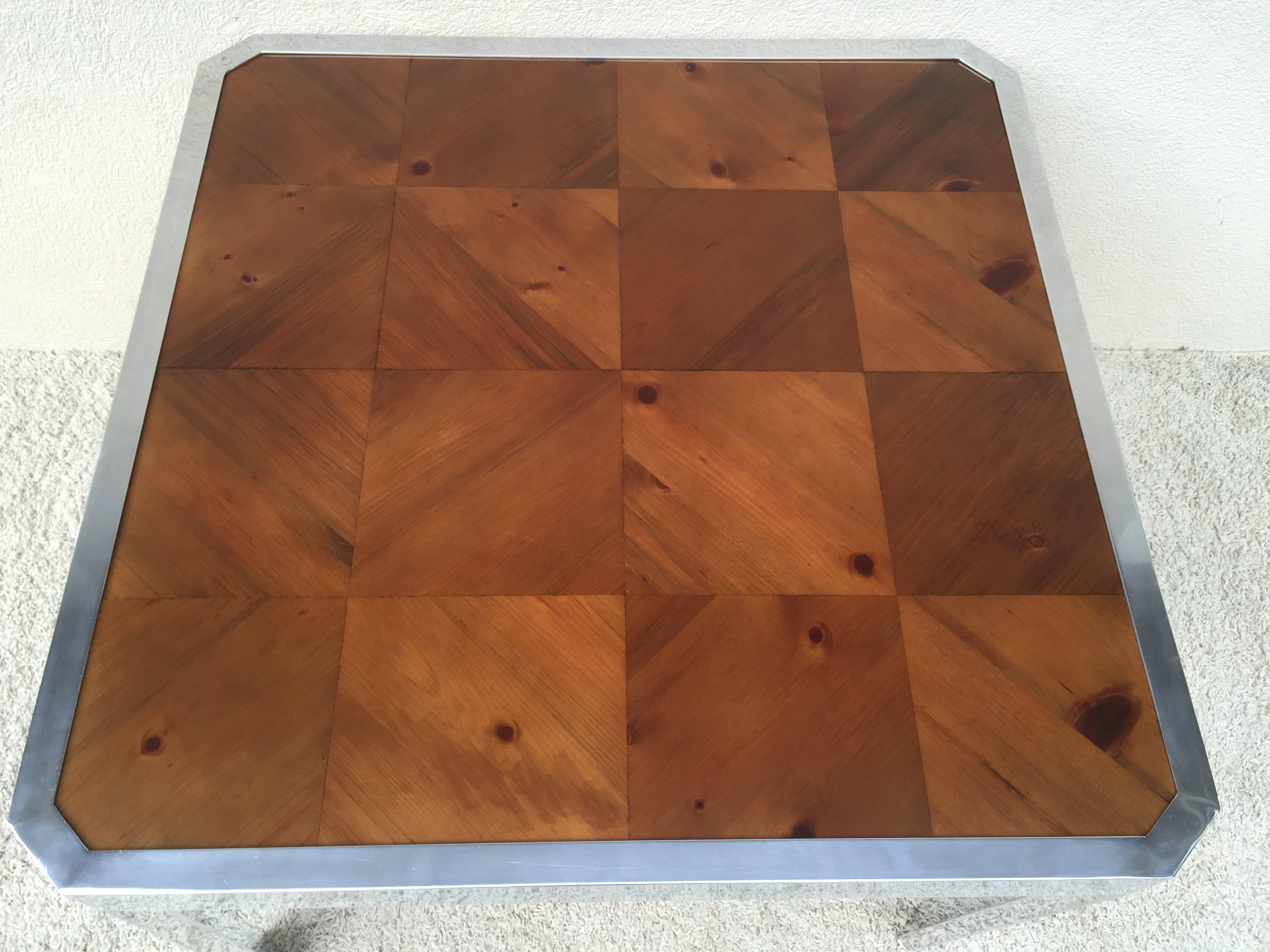 Paul Evans Style Parquet Top Card Table/Dining Table In Excellent Condition In Westport, CT