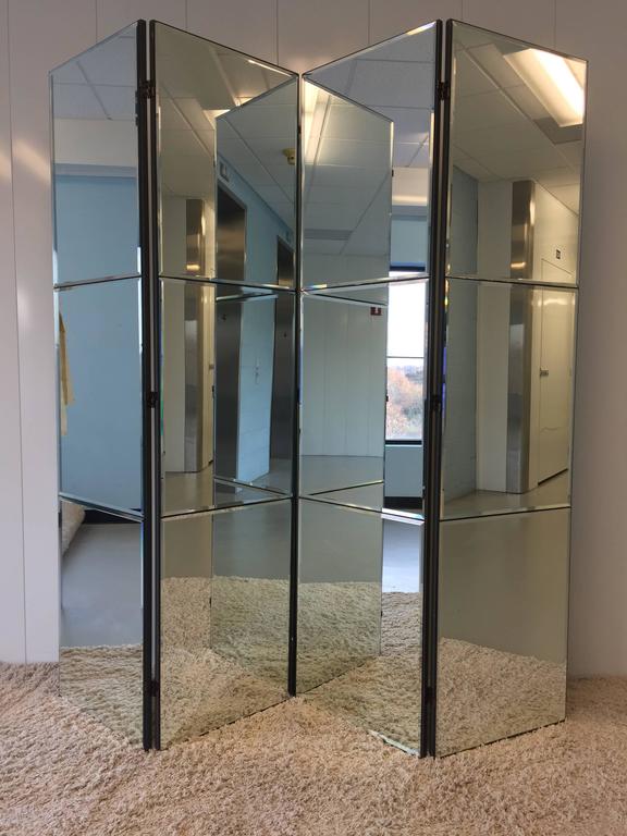 Beveled Mirrored Screen Room Divider At 1stdibs