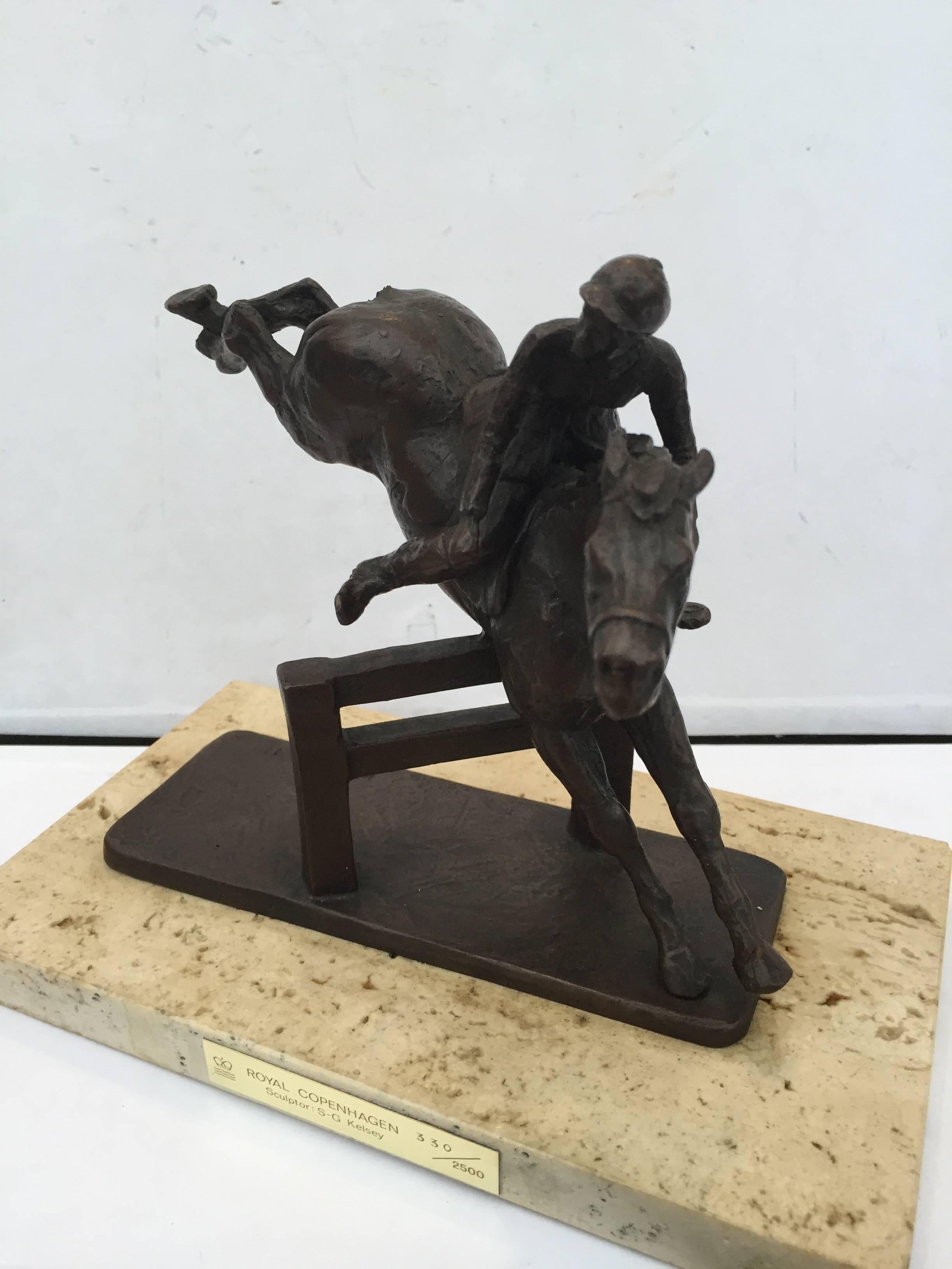 American Classical Sterett-Gittings Kelsey Bronze Girl with Horse Jumping for Royal Copenhagen