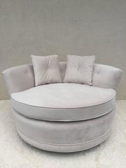 Milo Baughman Style Extra Large Circular Two-Seat Club Chair