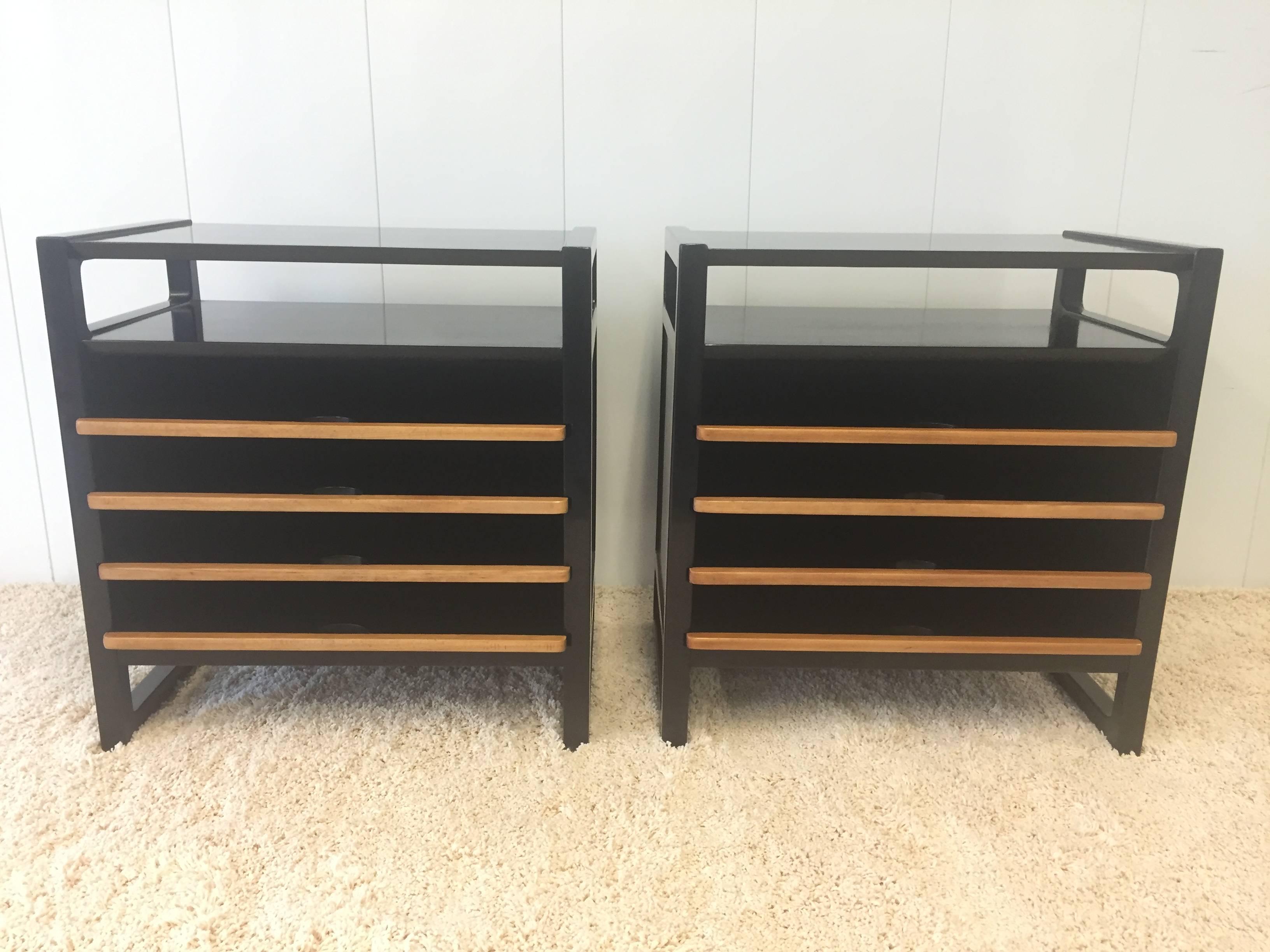 Pair Edward Wormley Nightstands, End Tables, Magazine Book Shelves In Excellent Condition In Westport, CT