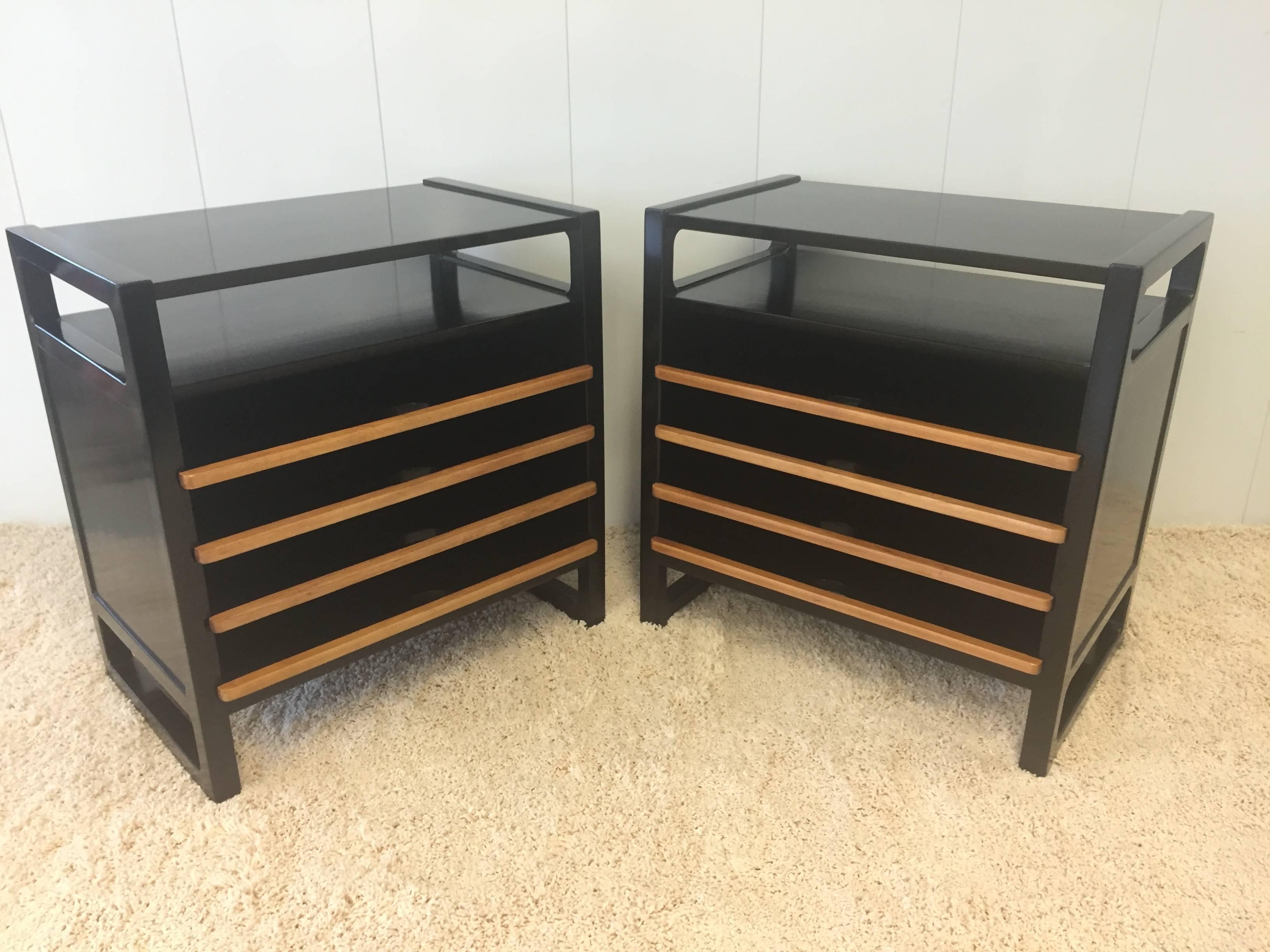 Mid-Century Modern Pair Edward Wormley Nightstands, End Tables, Magazine Book Shelves