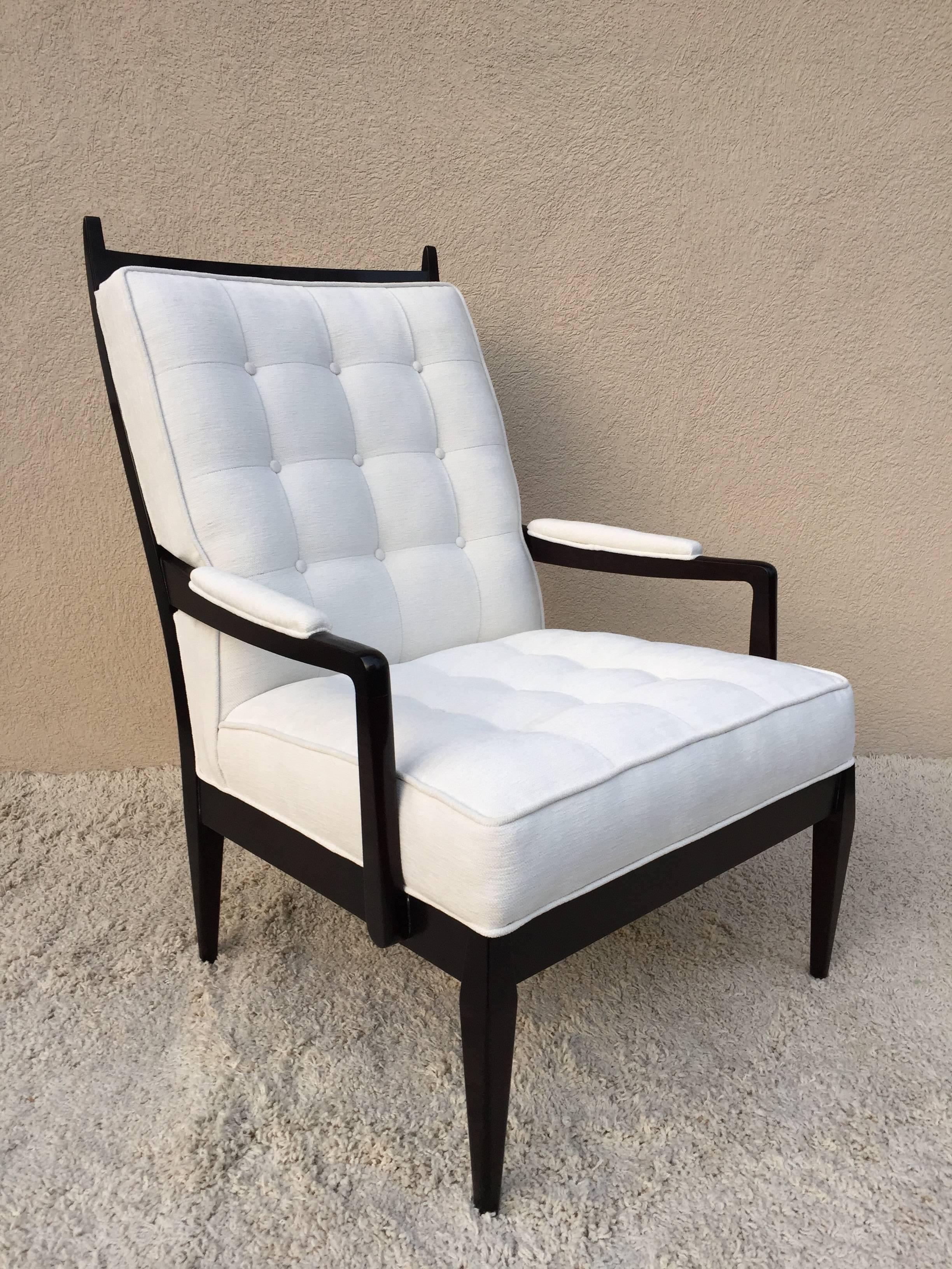 Pair of High Back Elegant Club Chairs For Sale 3