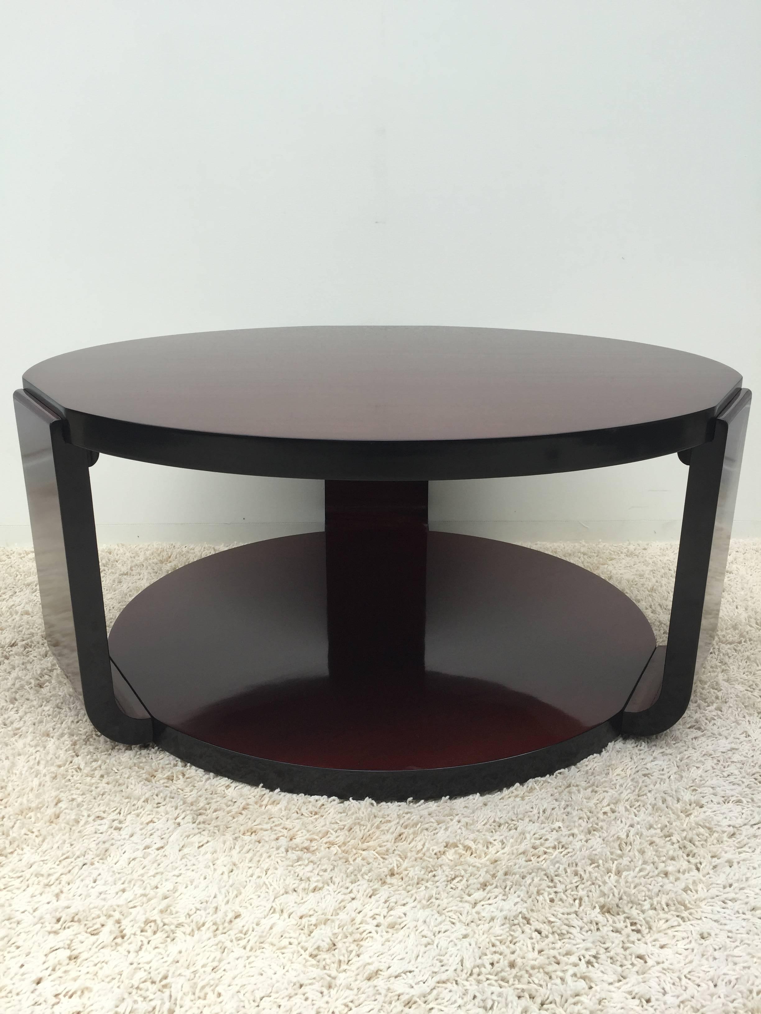Lacquered Art Deco Brown Saltman Coffee Table