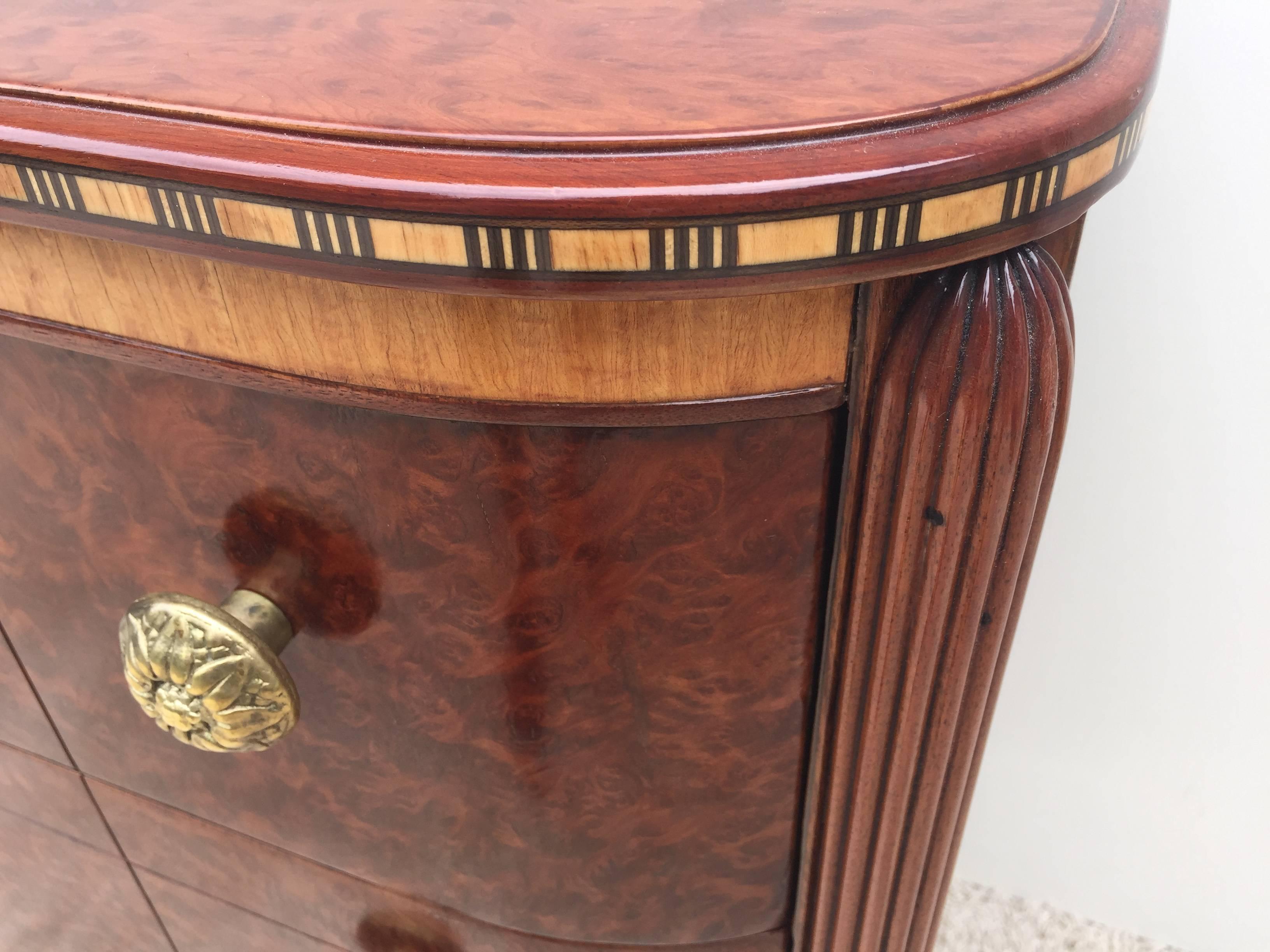 20th Century Art Deco French Burled Inlaid Dresser or Bureau For Sale