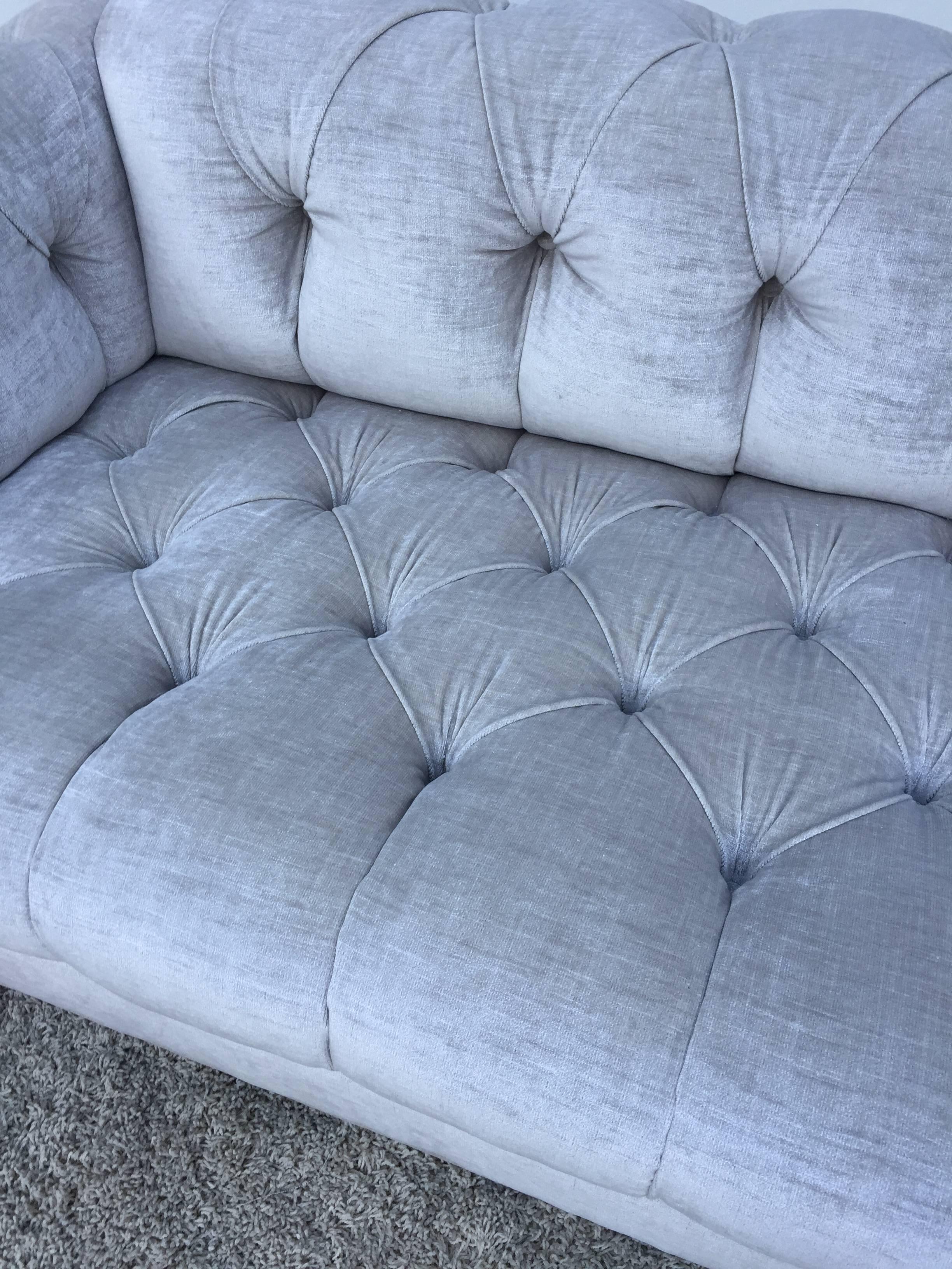 Velvet Chesterfield Custom Sofa  Sally Sirkin Lewis For Sale