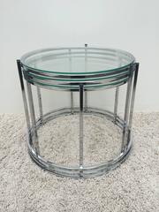 Milo Baughman Style Chrome Glass Stacking/Nesting Side Tables