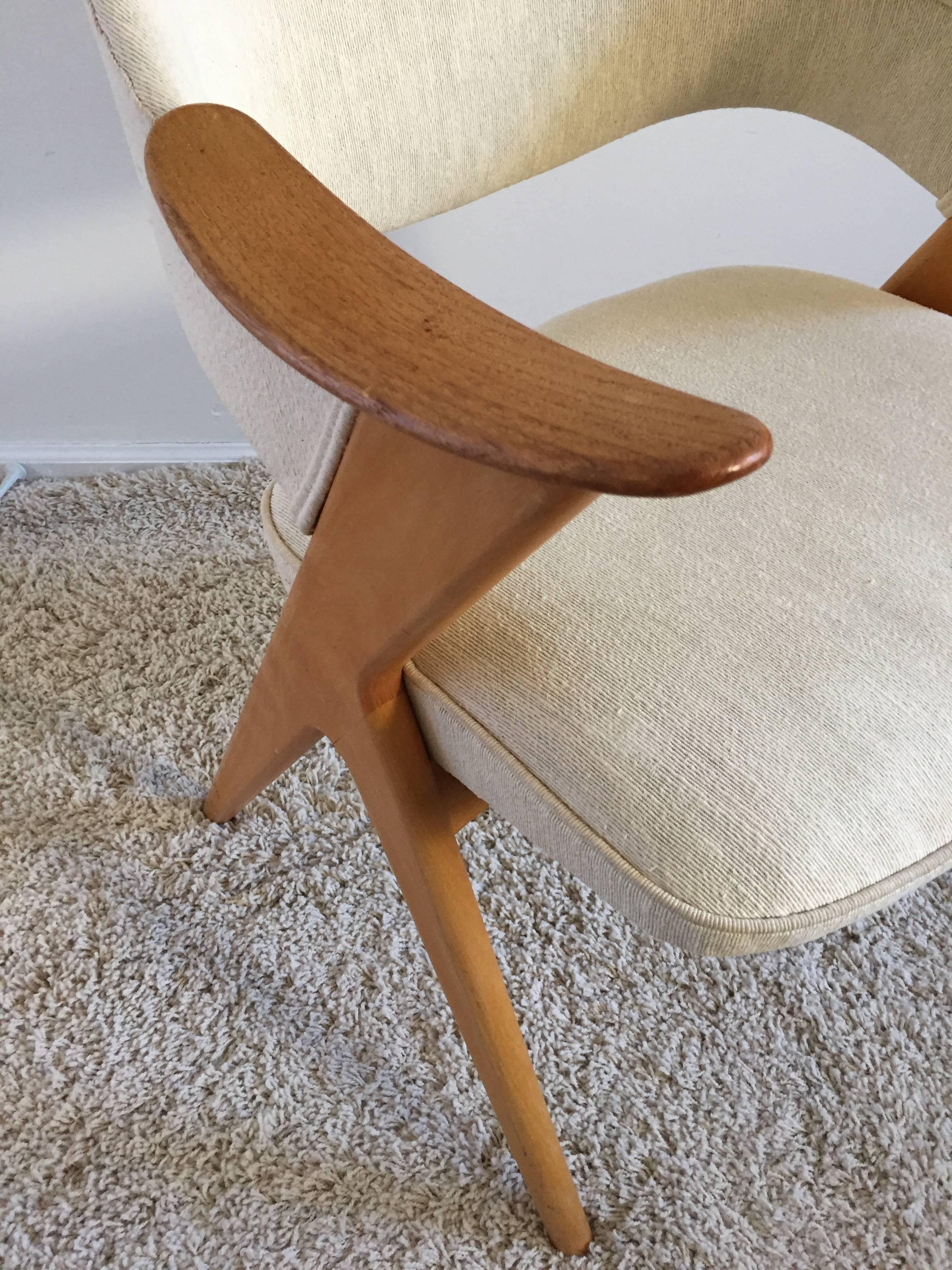 Pair Svante Skogh Scandinavian Bleached Oak Scissor Chairs 1