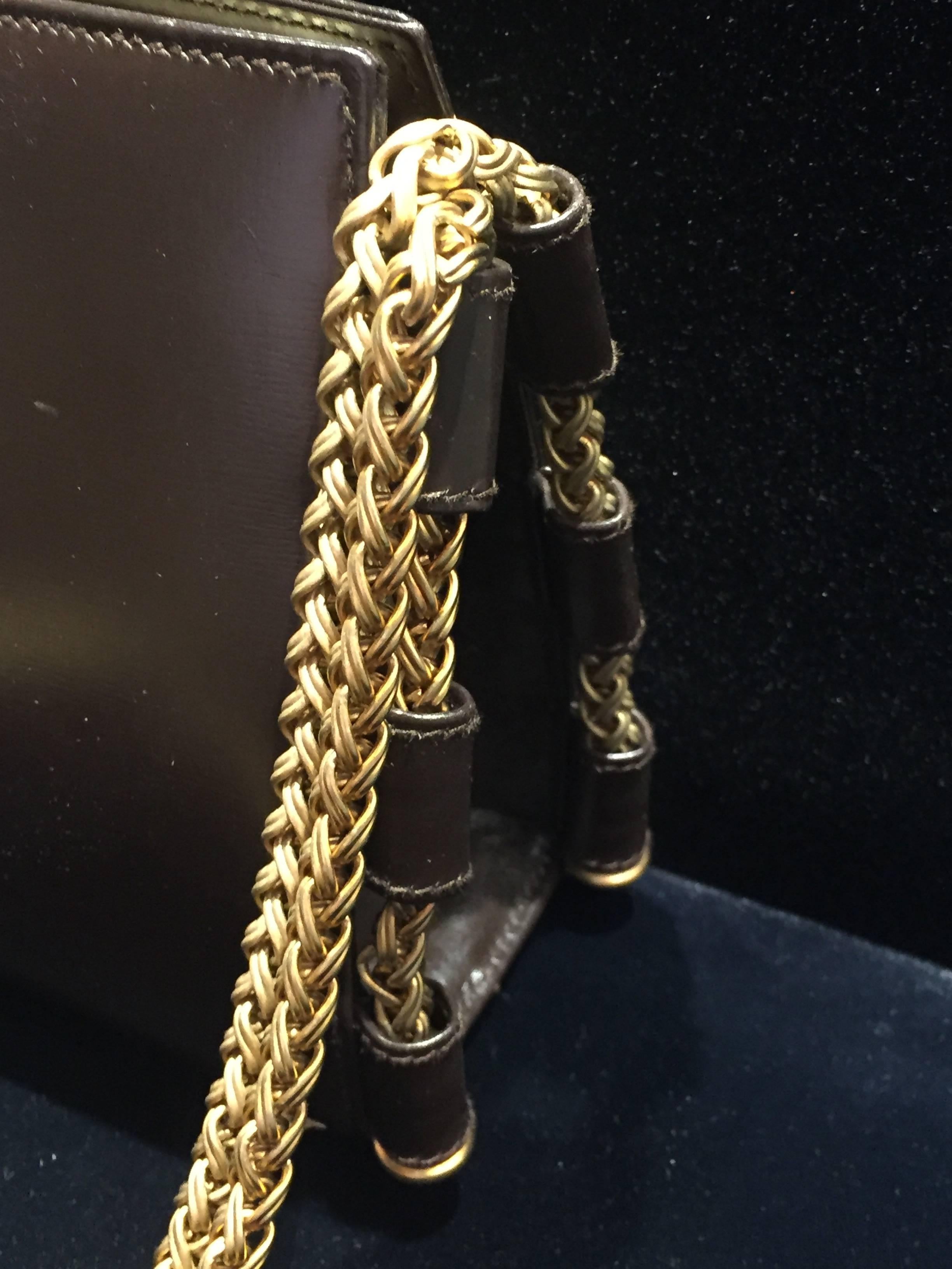 Barry Kieselstein Cord Brown Lux Leather Extra Long Double Chain Poc In Excellent Condition For Sale In Westport, CT