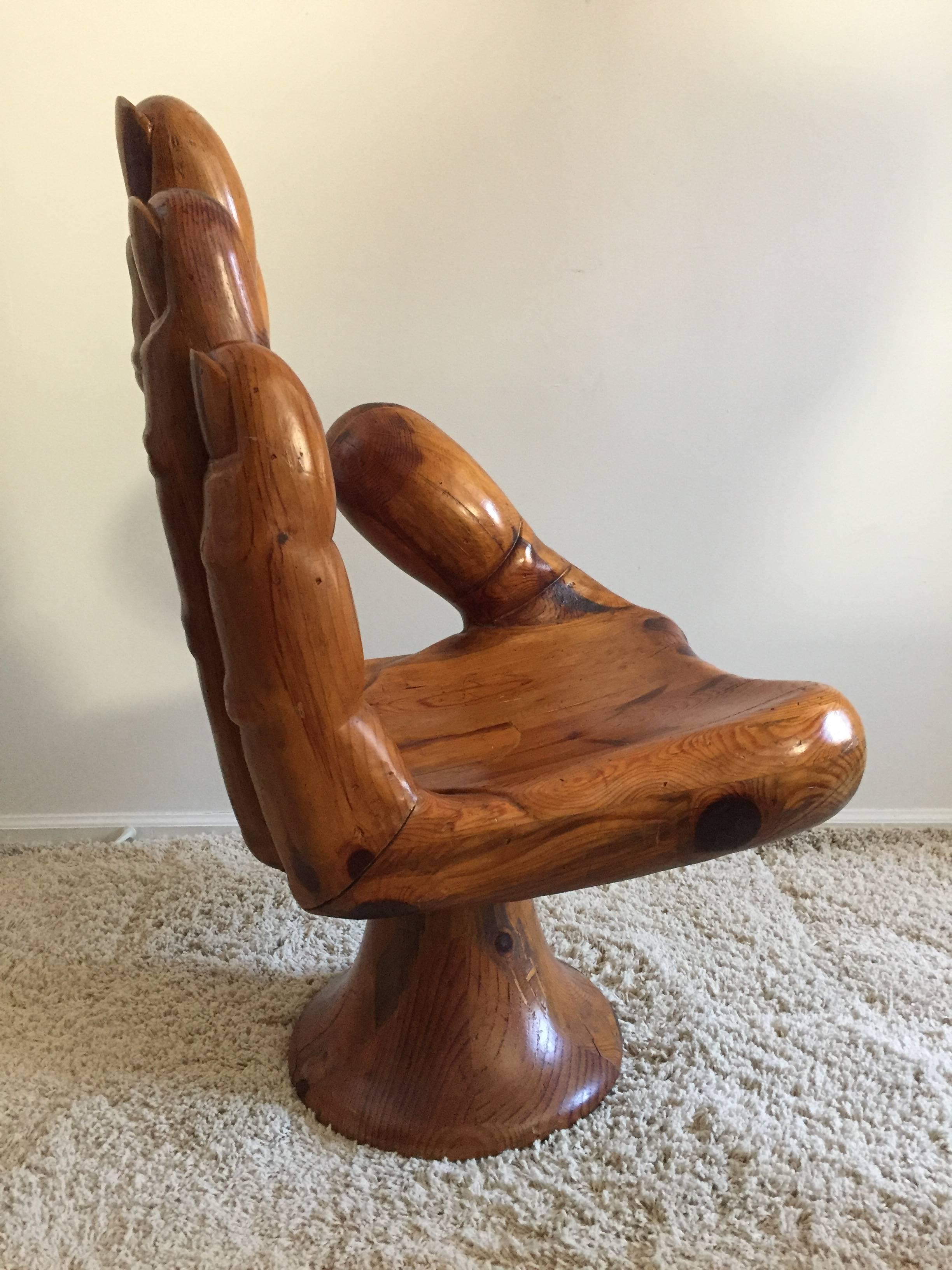 Mid-Century Modern Pedro Friedeberg Style Carved Hand Chair