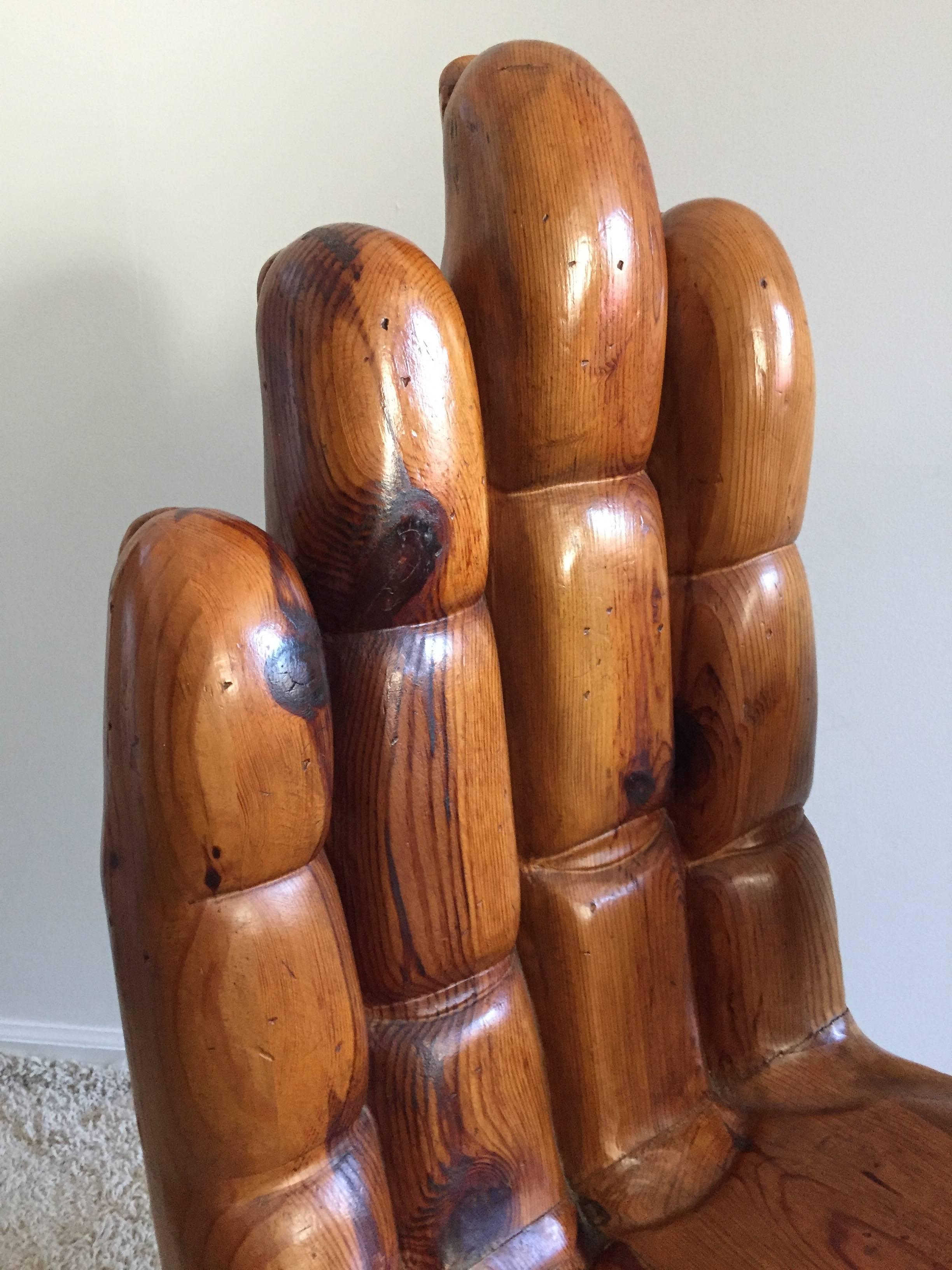 Pedro Friedeberg Style Carved Hand Chair In Excellent Condition In Westport, CT