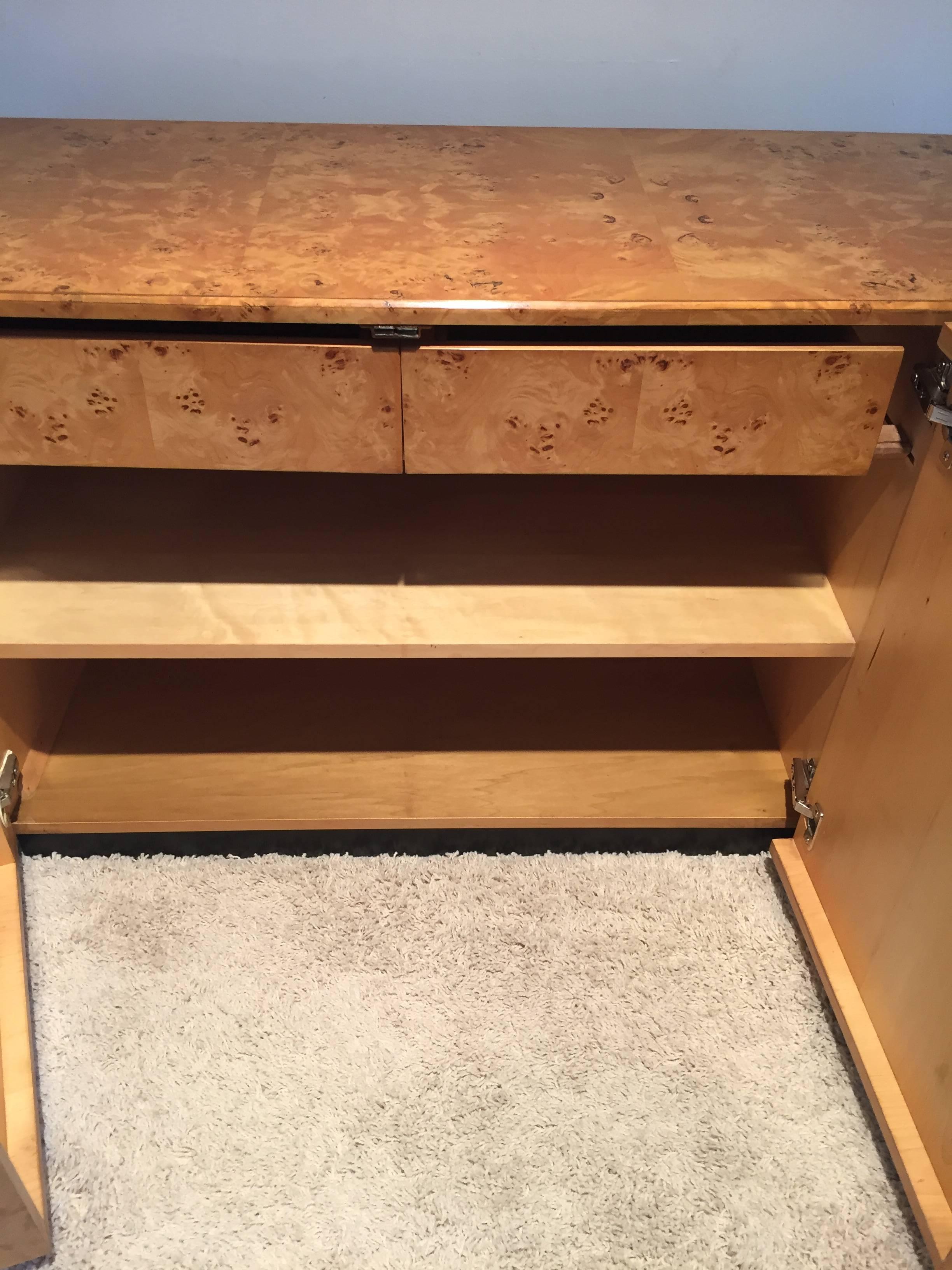 American Milo Baughman Attributed Burl Olive Wood Cabinet/Sideboard