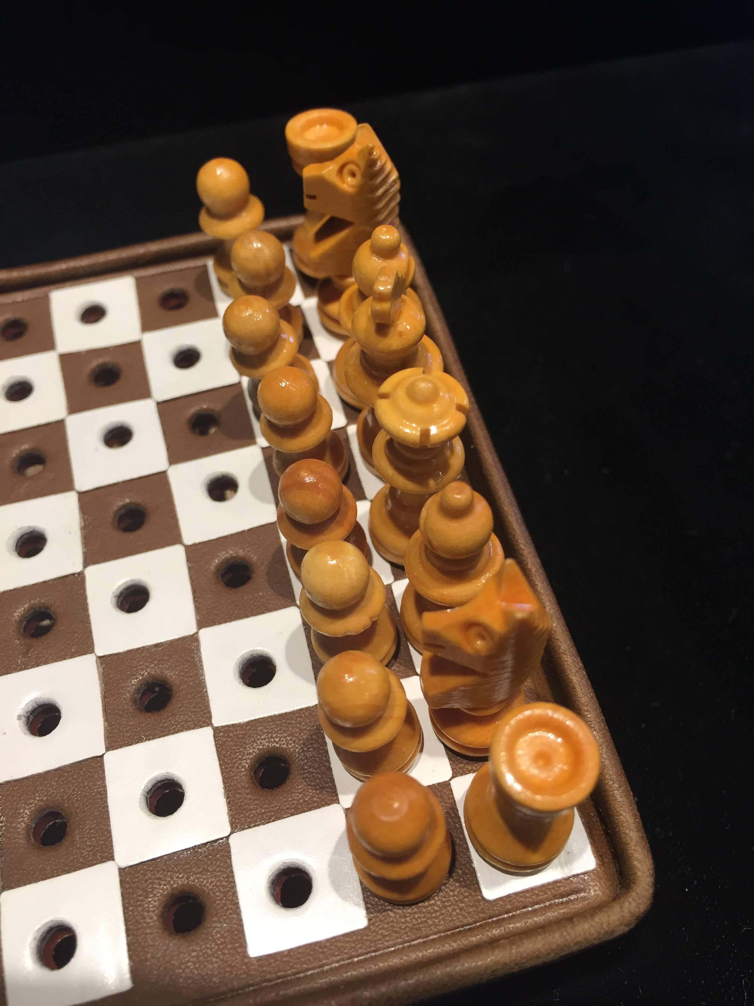 Enameled Mark Cross Miniature Travel Chess Set