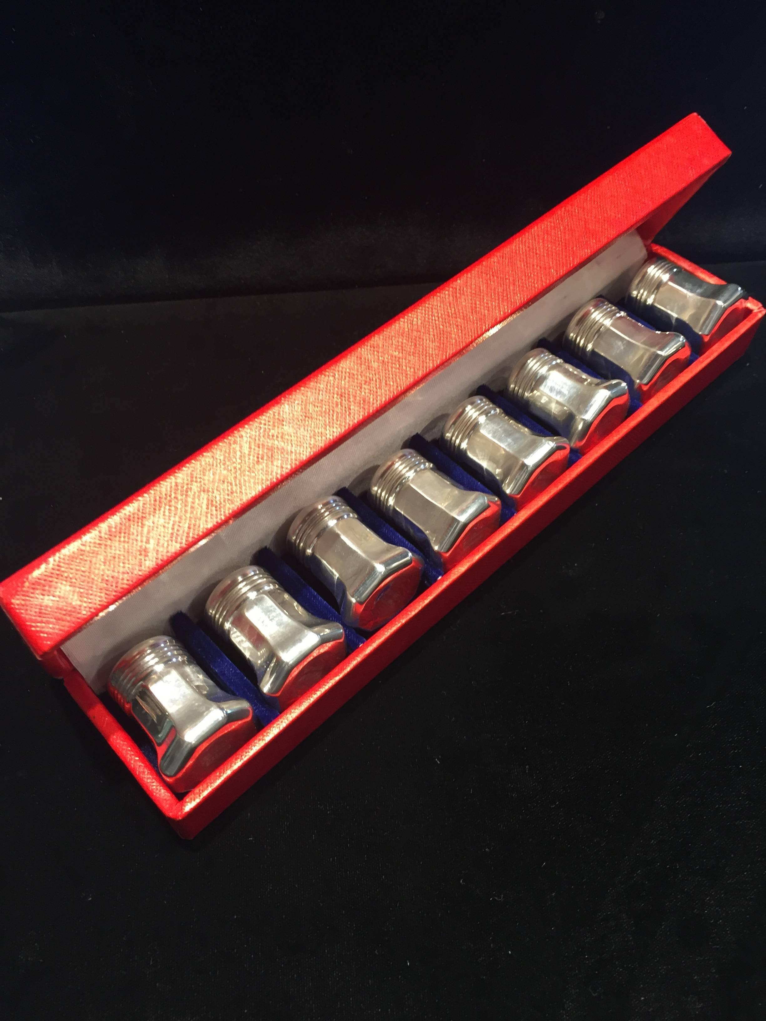 Sterling Silver Cartier Miniature Sterling Salt and Peppers Four Pairs in Original Box
