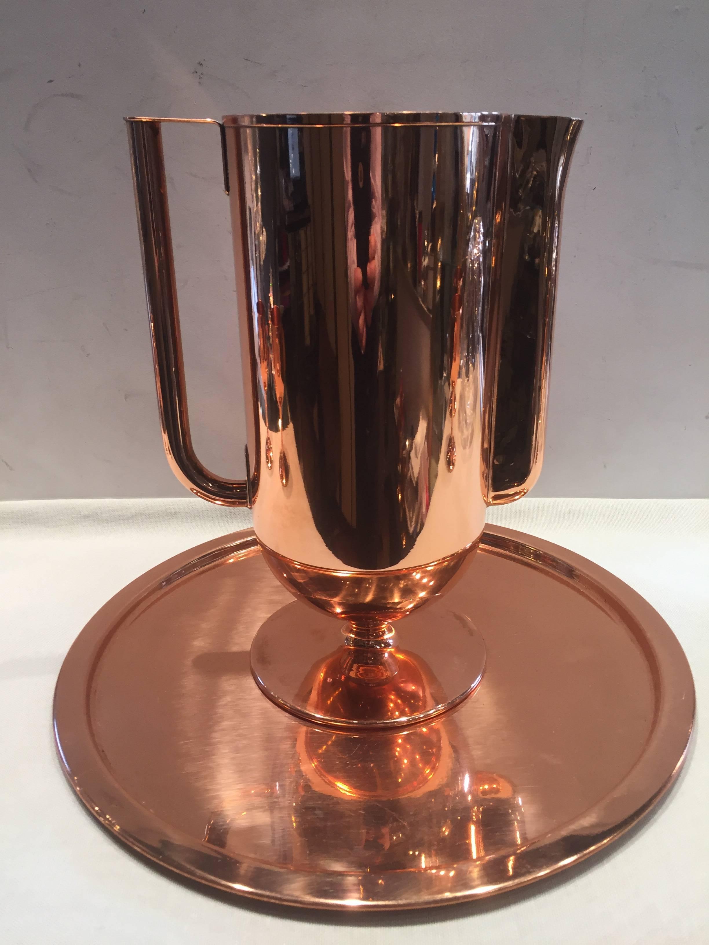 Norman Bel Geddes Copper Art Deco Cocktail or Drinks Set In Excellent Condition For Sale In Westport, CT