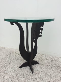 Pucci De Rossi Glass Top Sculpture Bronze Patinated Designed Base