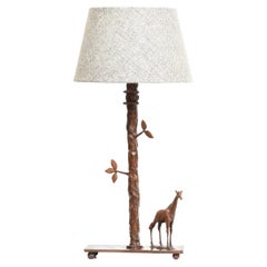 Sculptural Giraffe Table Lamp in Cast Bronze 