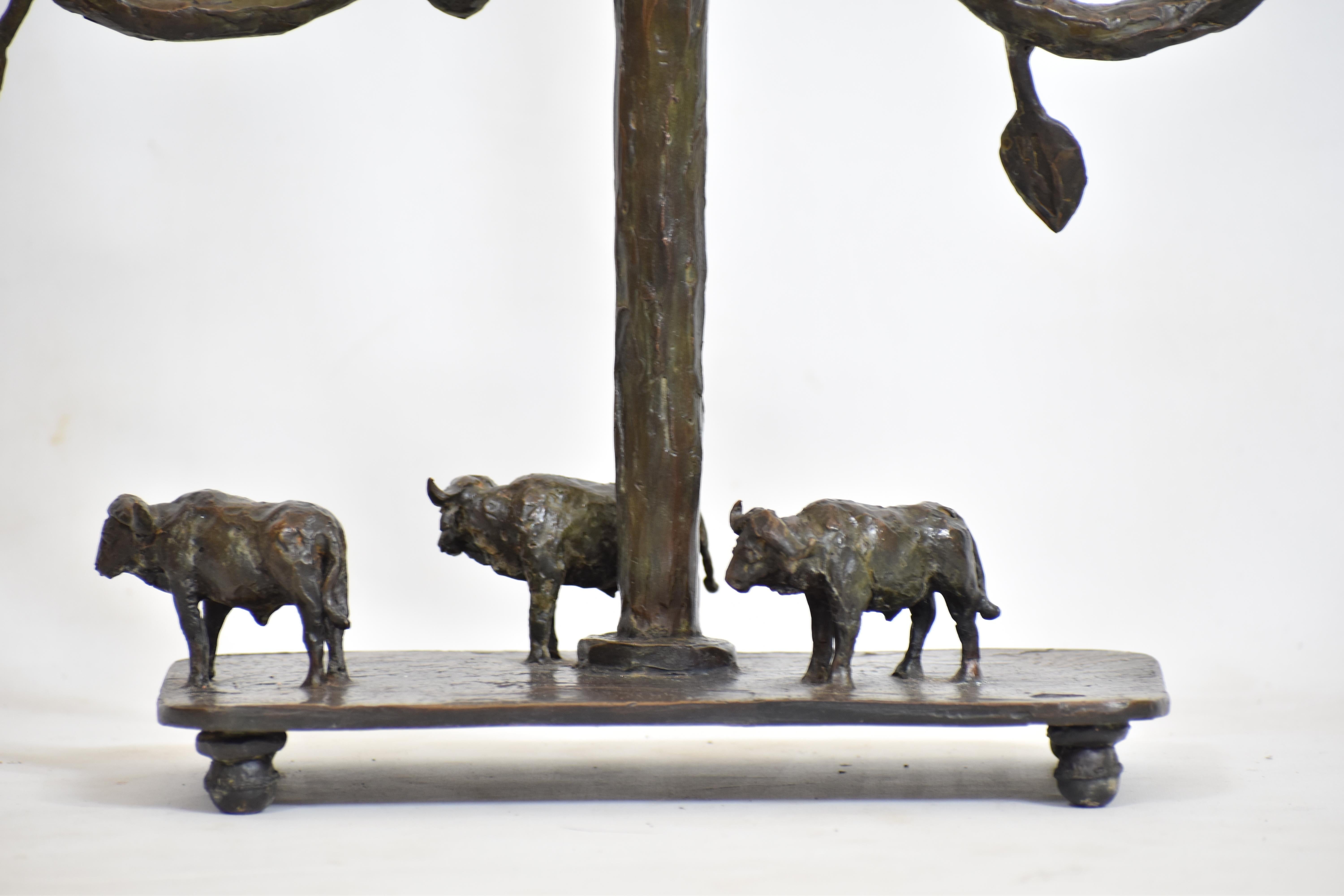 Expressionist Bronze Buffalo Candelabra For Sale