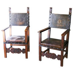 Pair of Baroque Walnut Armchairs
