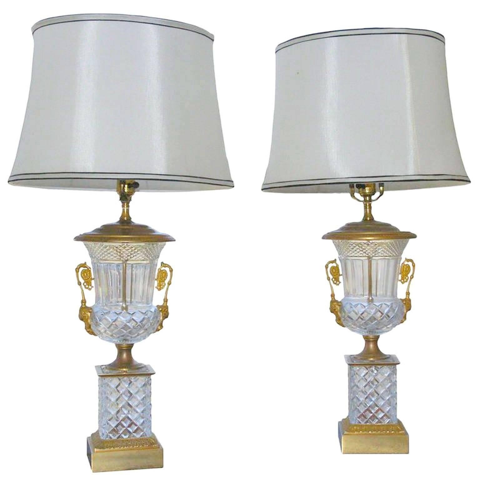 French Cut Crystal Lamps For Sale