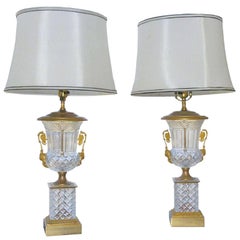 Antique French Cut Crystal Lamps