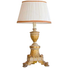 Antique 18th c. Italian Painted and Parcel-Gilt table Lamp