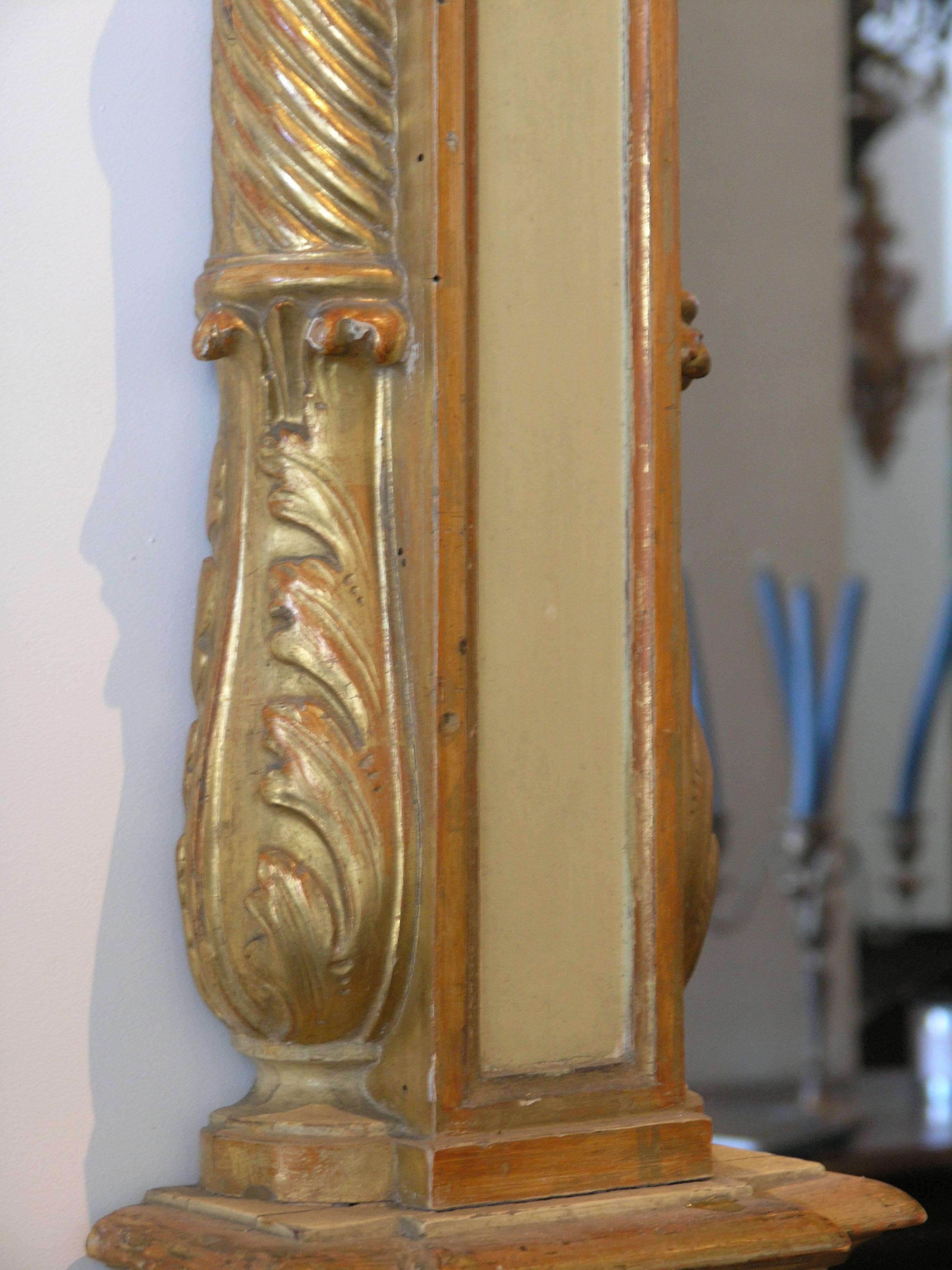 European Italian Parcel Gilt and Painted Mirror For Sale