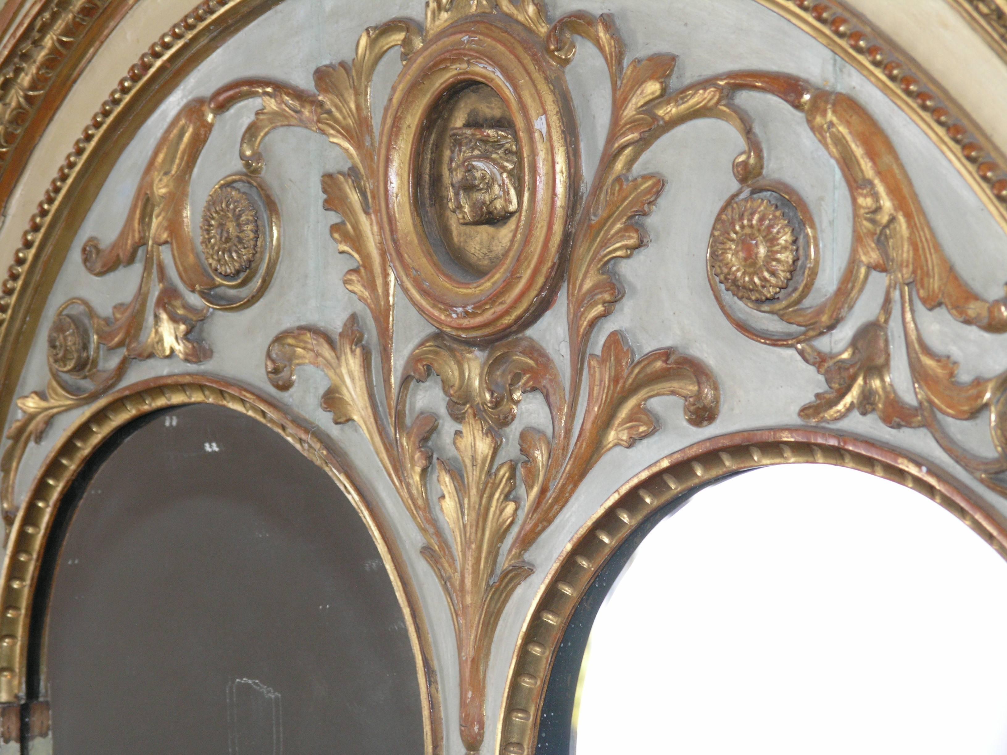 19th Century Italian Parcel Gilt and Painted Mirror For Sale
