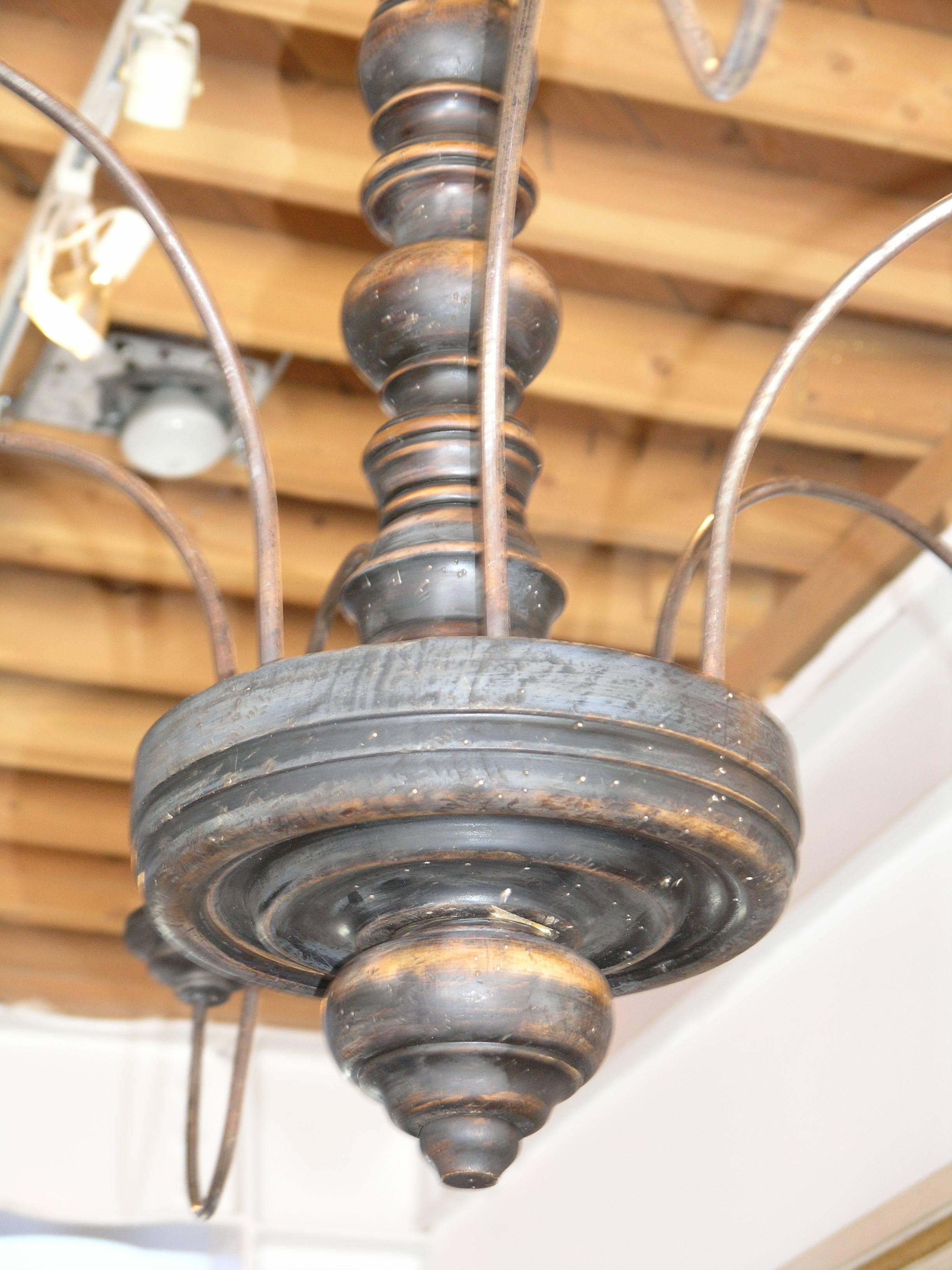 20th Century Large Tuscan Walnut Chandelier For Sale
